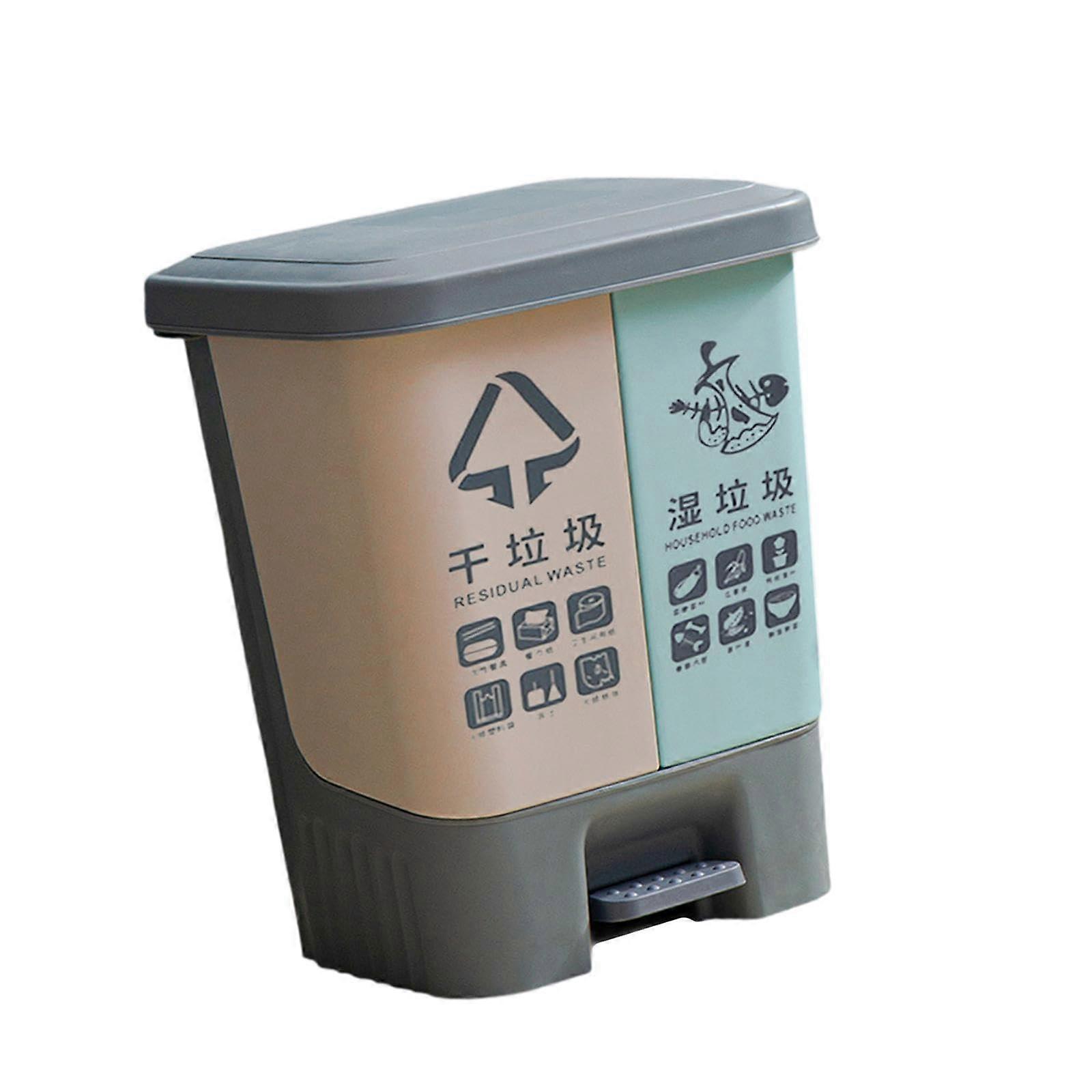 2compartment Pedal Bin, Waste Container, DualCompartment Recycling, Wet and Sorted Recycling, Medium Size