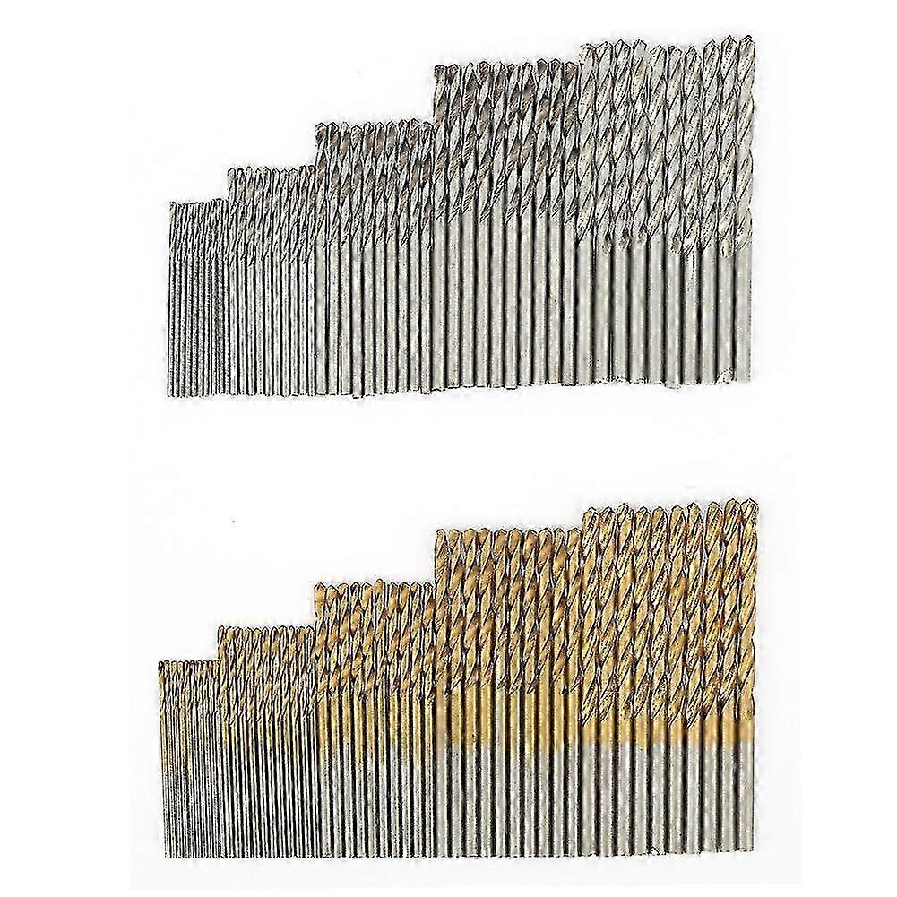 100pcs Titanium Coated & White Drill Bit Set High Speed Steel Twist Drill Bits