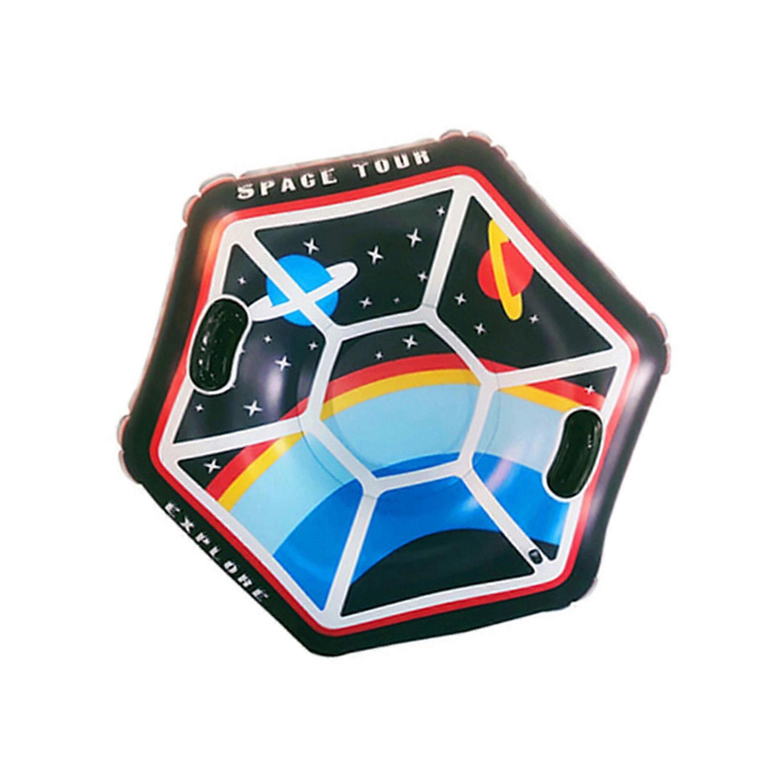 Inflatable Winter Sledding Disc 47Inch Diameter With Reinforced Grab Cables Permanent Snow Tube For Ski Inclines And Snow Reserves Multicolor