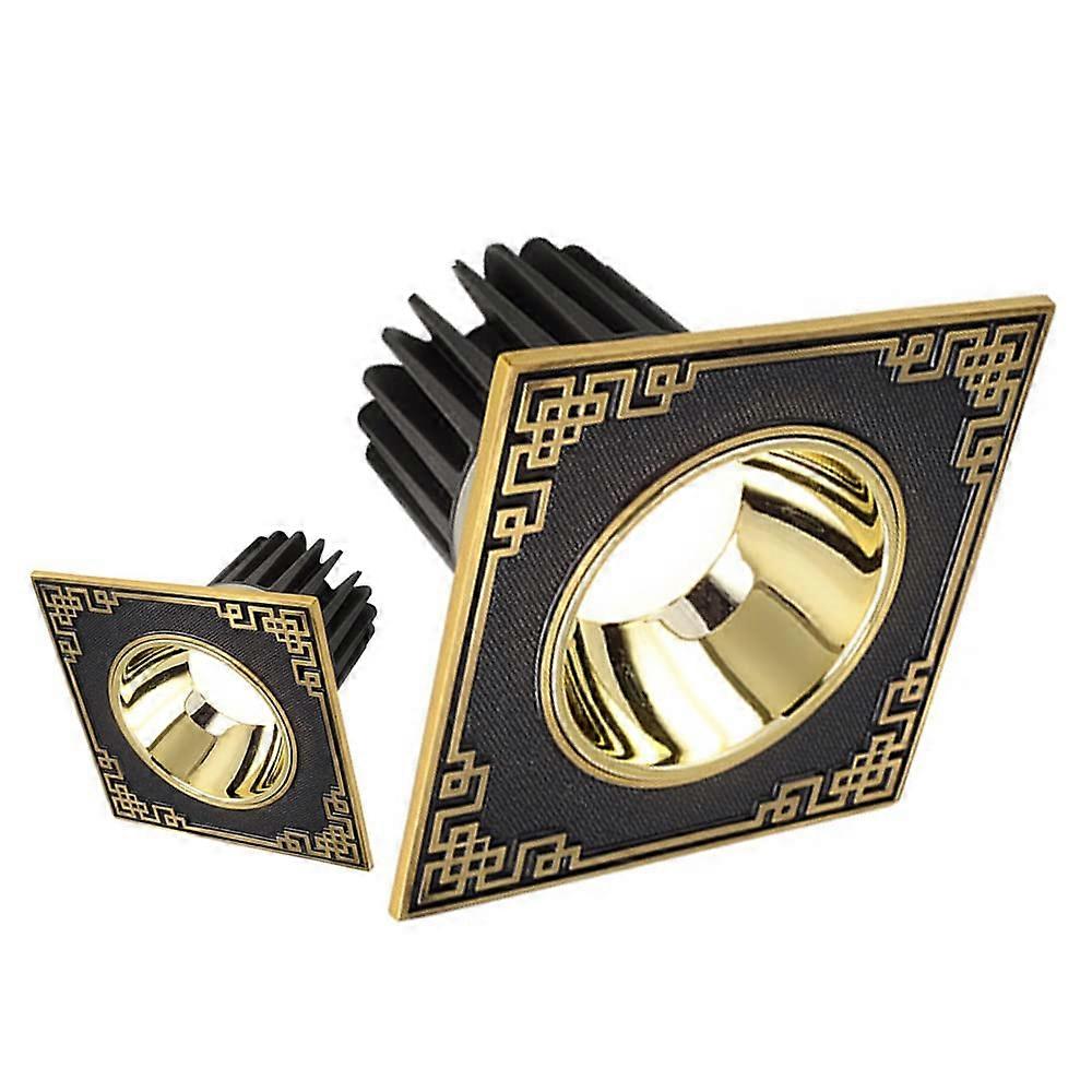 All Copper Downlight 2 Pcs Chinese Retro Recessed Light With Square Baffle Trim Adjustable 25 Degree Grille Lights 6W14W