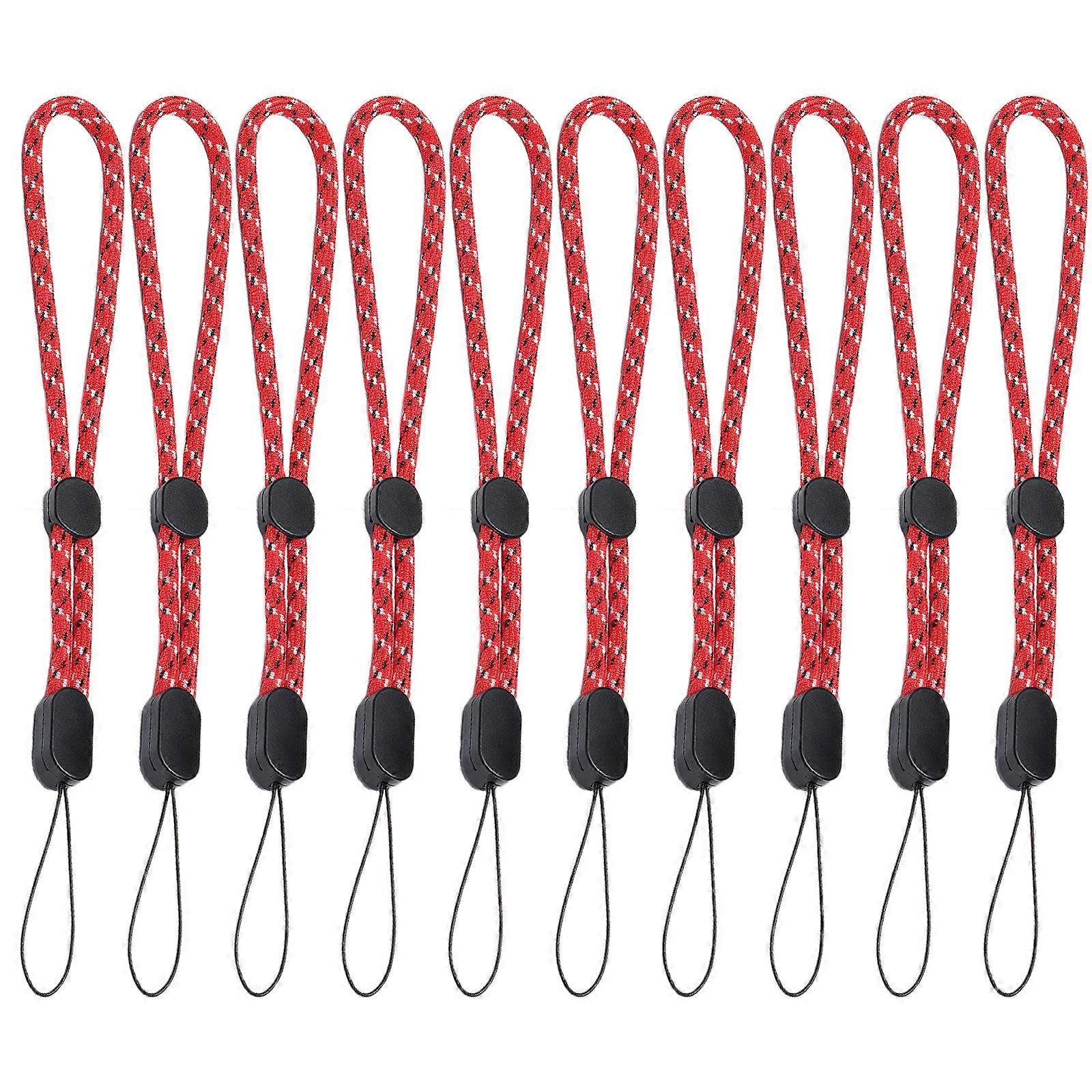10Pcs Anti Drop Mobile Phone Camera Lanyard Adjustable Wrist Strap For Commuting Shopping And Travel  Red