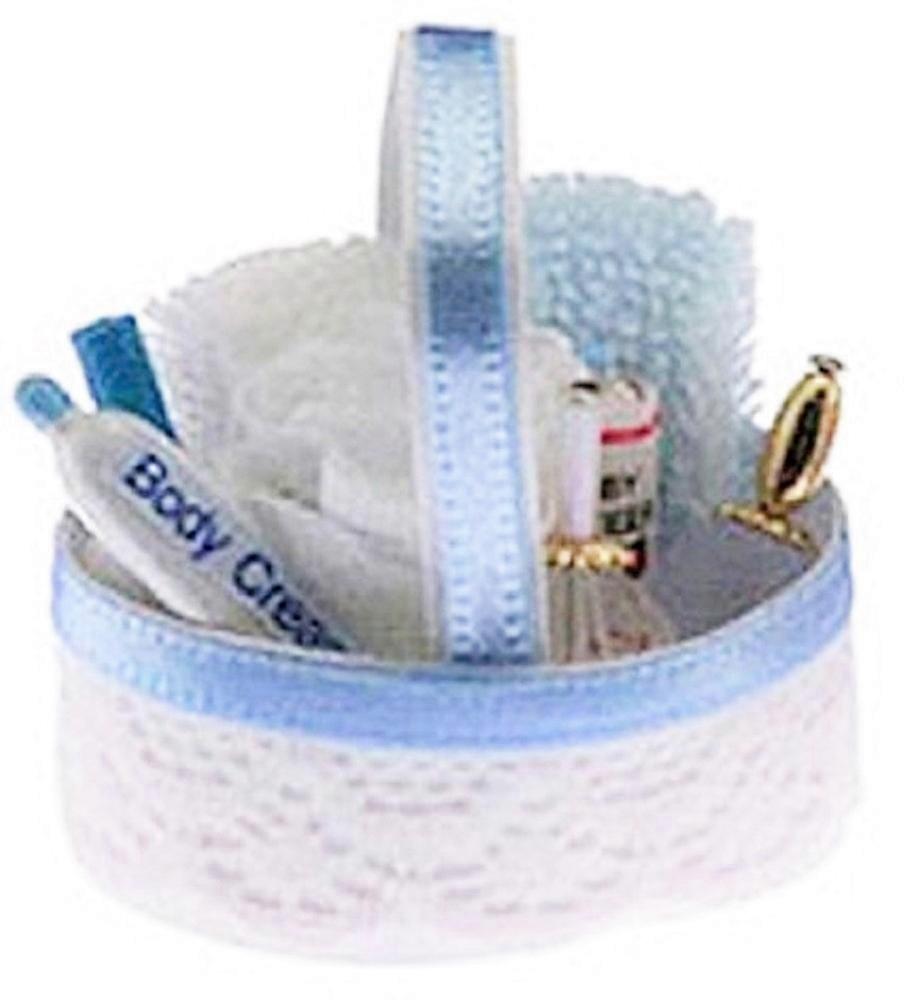 دمى البيت الأزرق سلة مستحضرات التجميل المرحاض 1:12 ملحق الحمام 