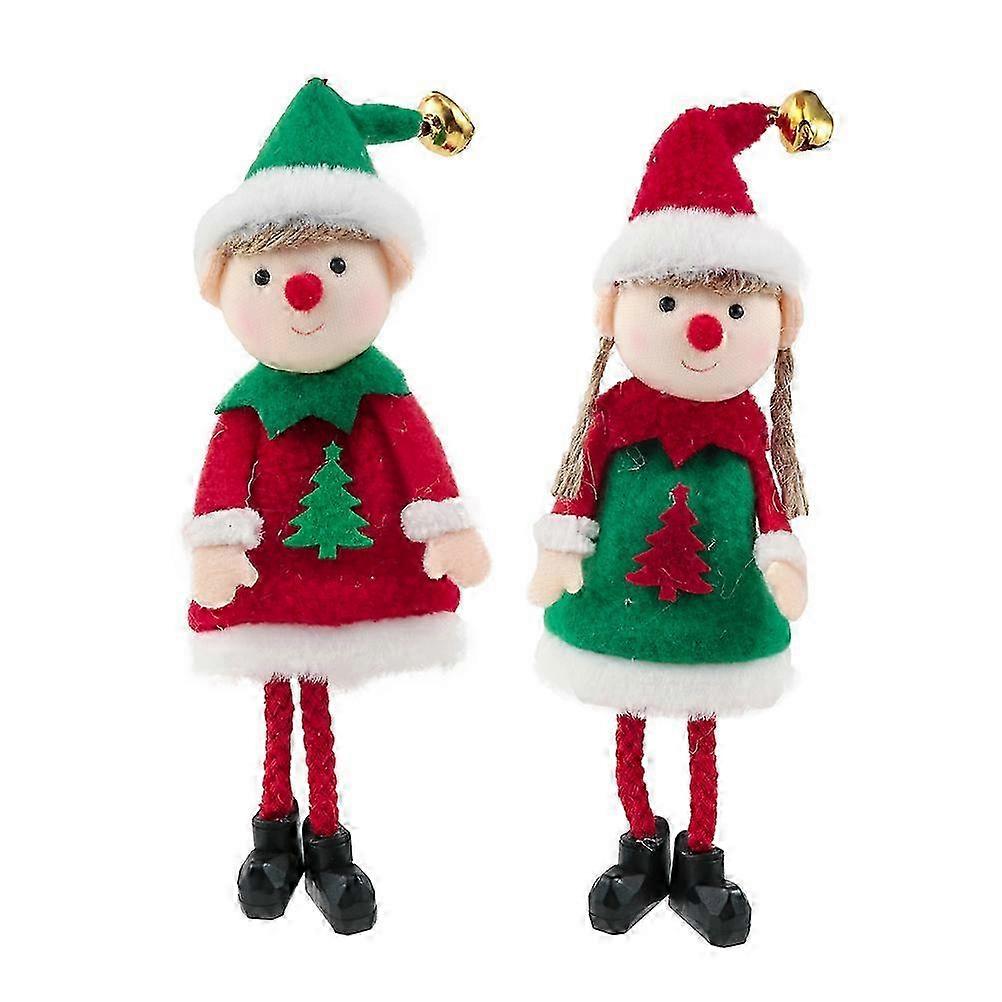 Hanging Plush Elves for Christmas Tree - 2 Piece Soft Toy Decorations