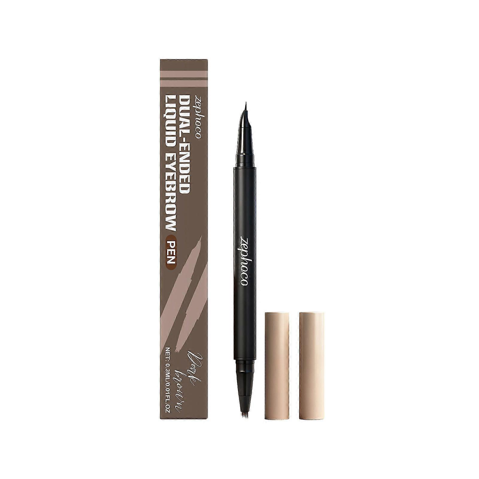 Dual-Ended Microblading Eyebrow Pencil for Women, 2 in 1 Liquid Eyebrow Pencil with Curved Tip and 4D Brow-Fection Microblading Pen, Shaped Fill HairL