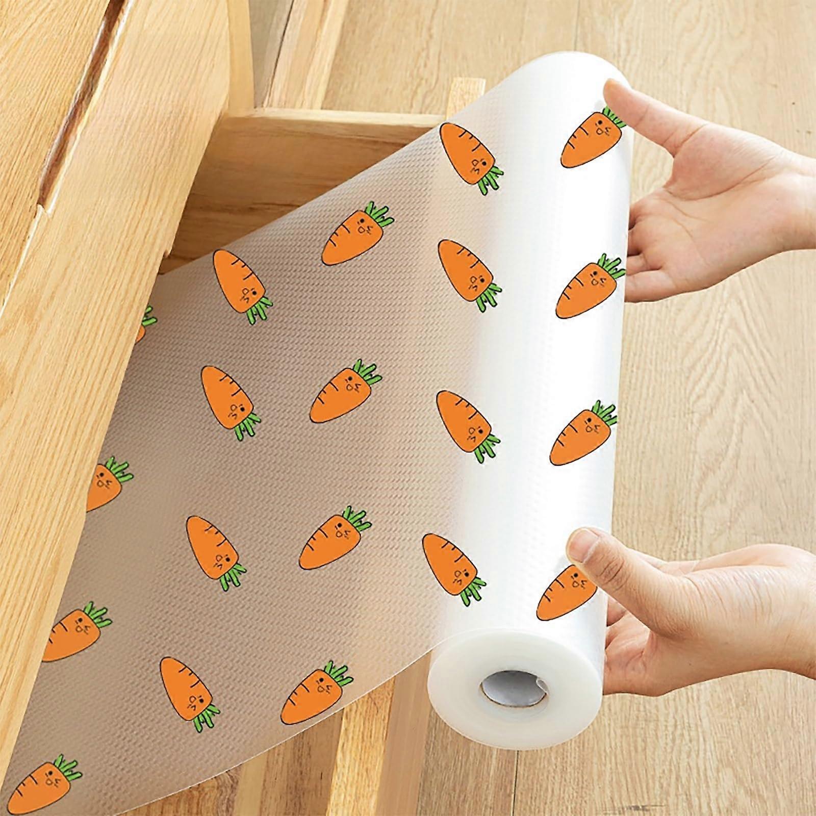 Kitchen Shelf Liner NonAdhesive Waterproof NonSlip for Cabinets and Drawers with Carrot Pattern, 11.8'x196.8'