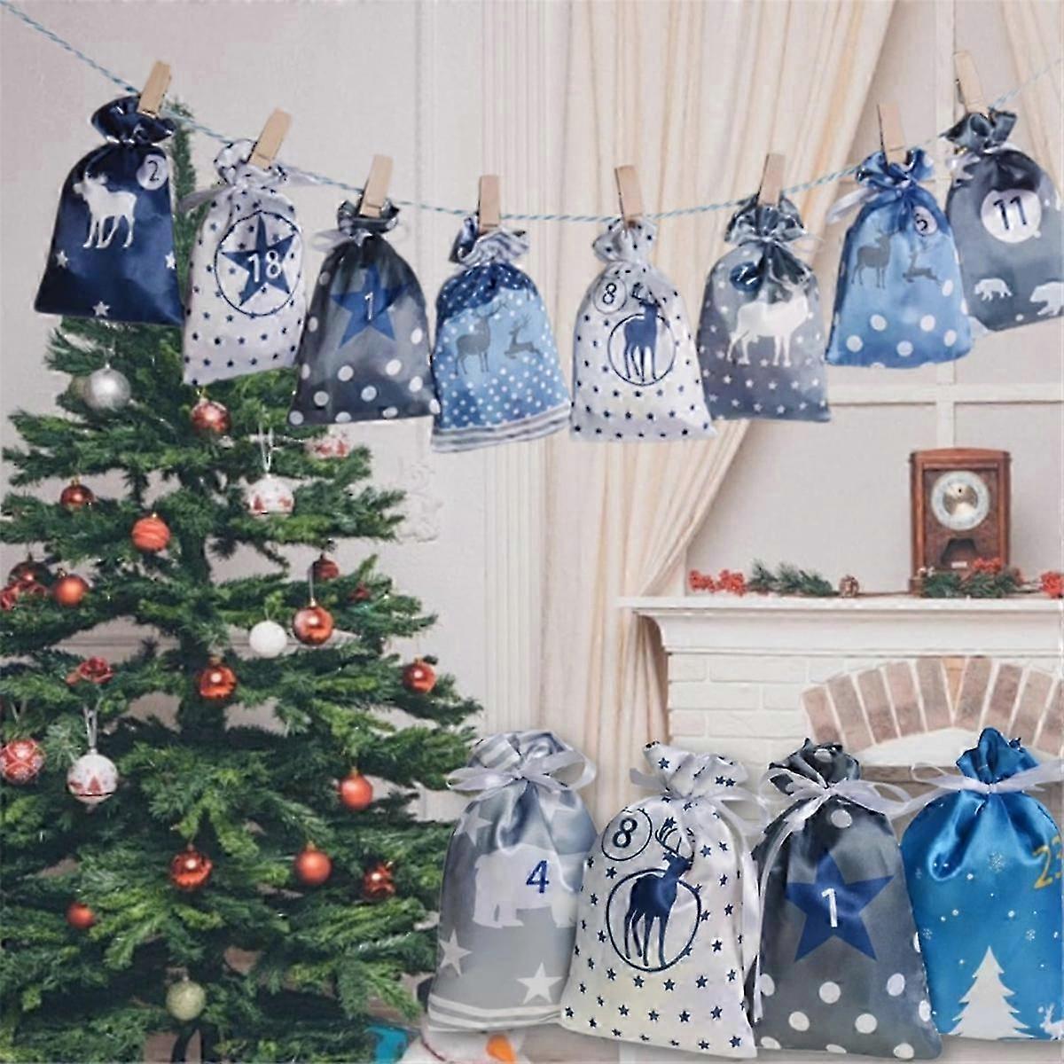 Christmas Countdown Bags 24PCS Reusable Advent Calendar Set