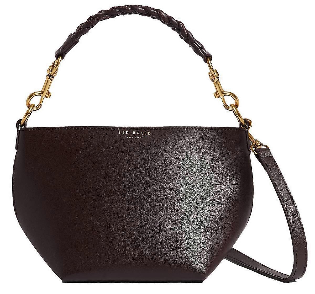 Ted Baker Wavely Plaited Handle Small Bucket Tote Bag - Chocolate Brown