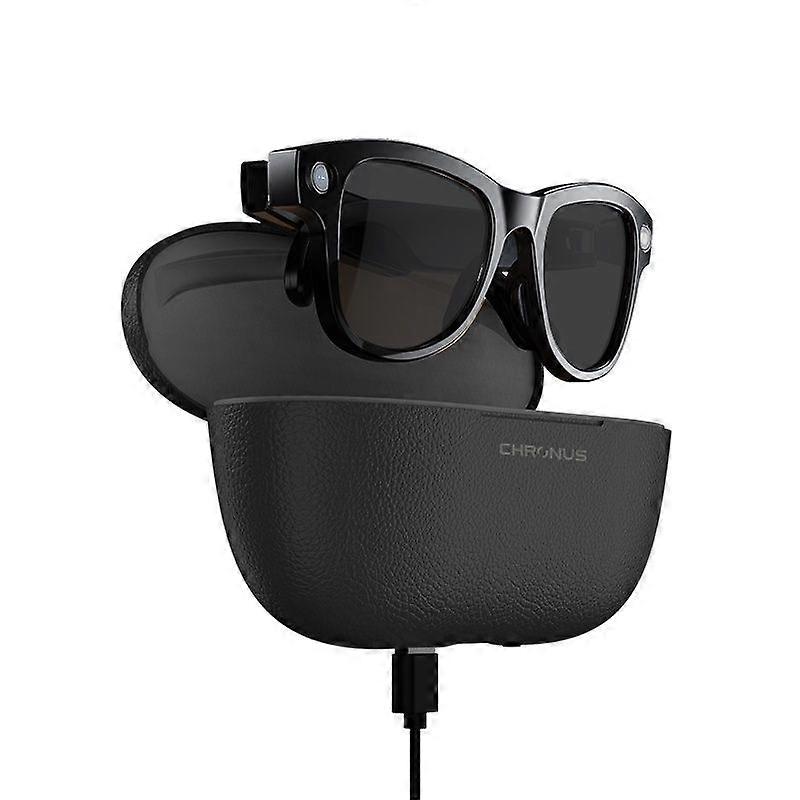 M02 AI Smart Glasses with 1200P Camera 32GB Storage Dual Mic and 3600mAh Charging Case