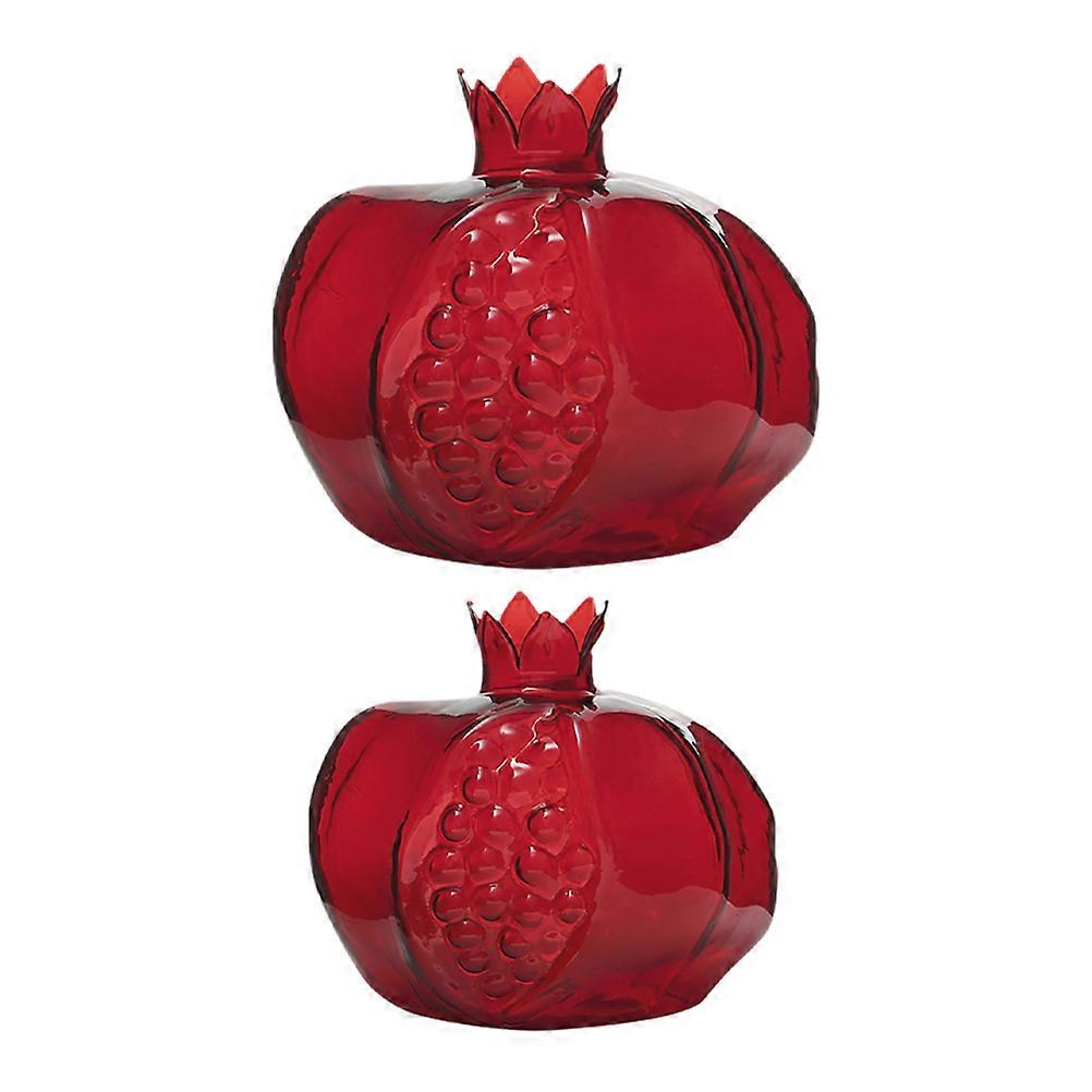 Modern Flower Vase 2Pcs Pomegranate Shaped Clear Glass Vases For Floral Arrangements Bedroom Decor Red Color