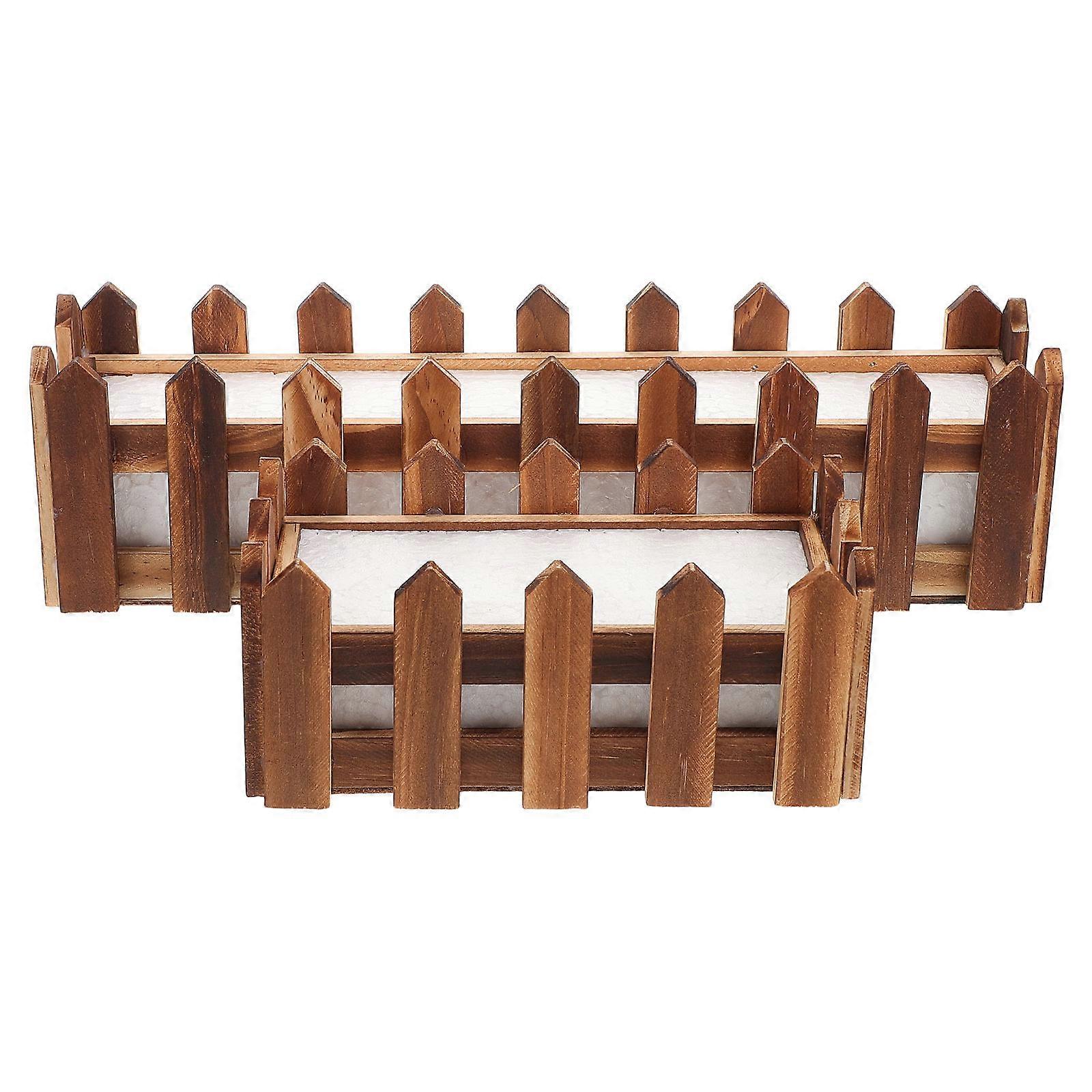 Decorative Fence Wooden Planter for Flower Arranging 2Pcs with Foam Insert
