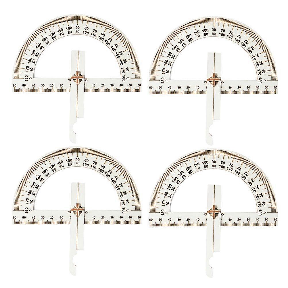 Rotary Protractor Khaki Wood For School Projects Circle Drawing Tool 4Pcs