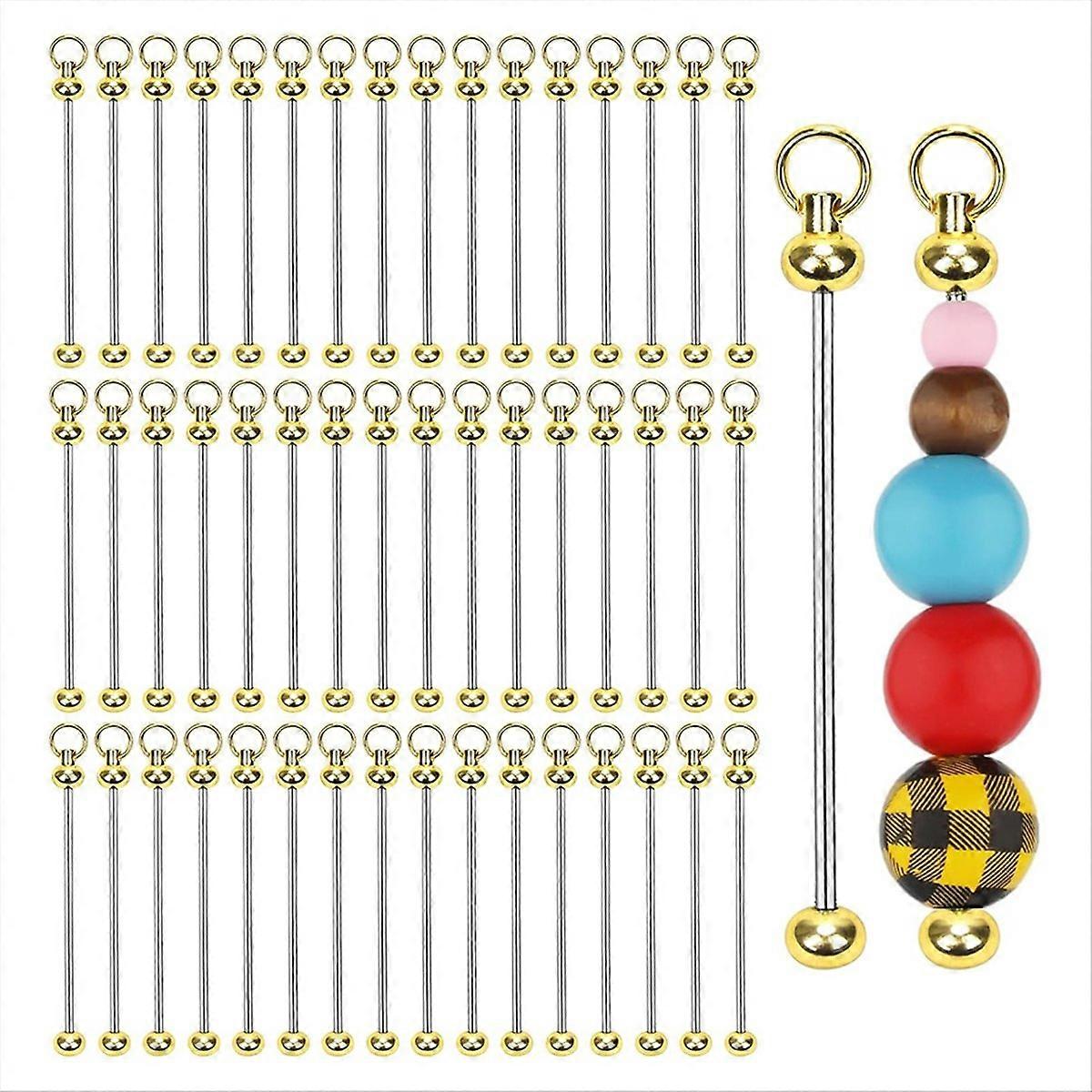 50pcs Blank Beadable Keychain Bars, Metal Bead Keychain B