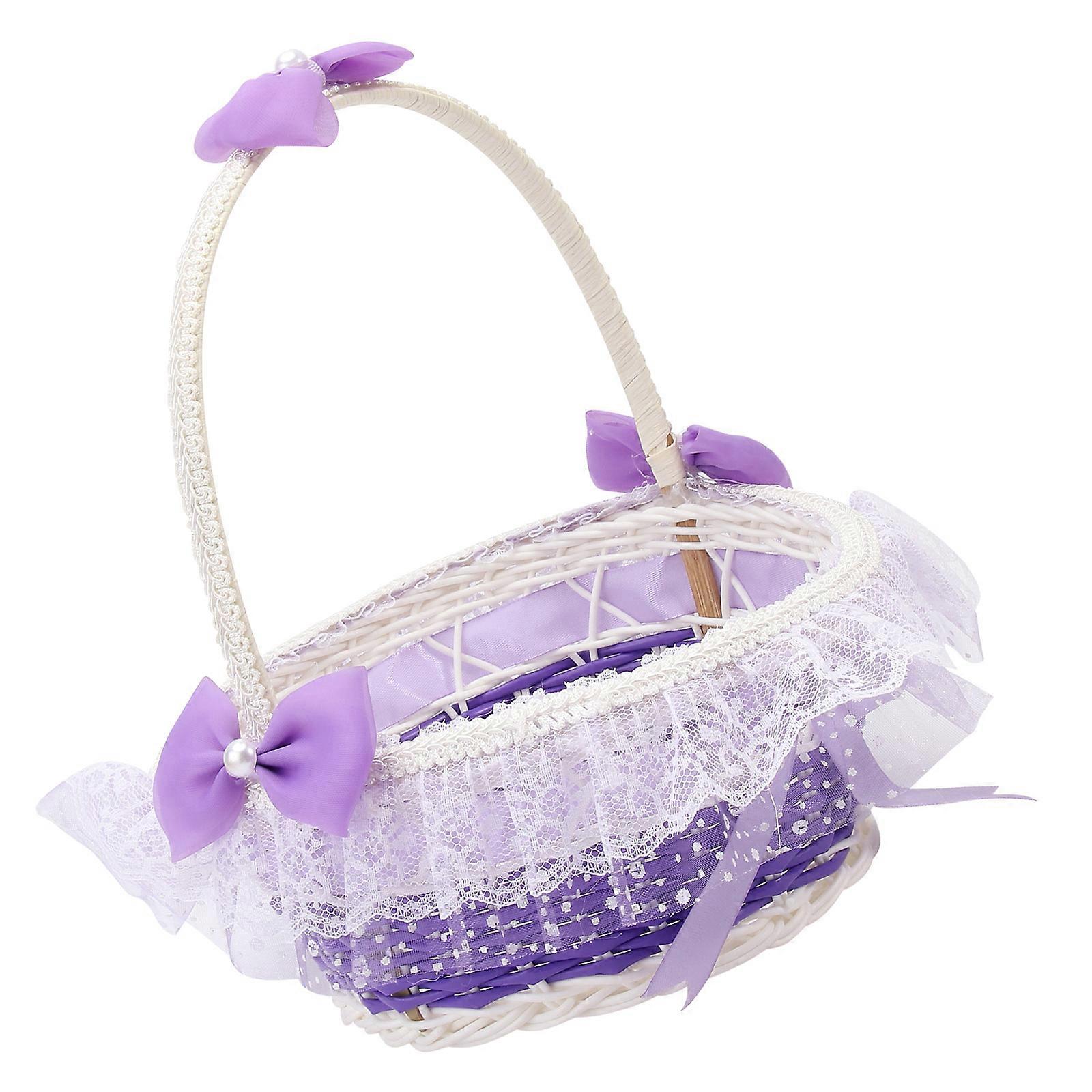 1 st bröllopsblomkorg spets rund blomkorg fin blomflickkorg