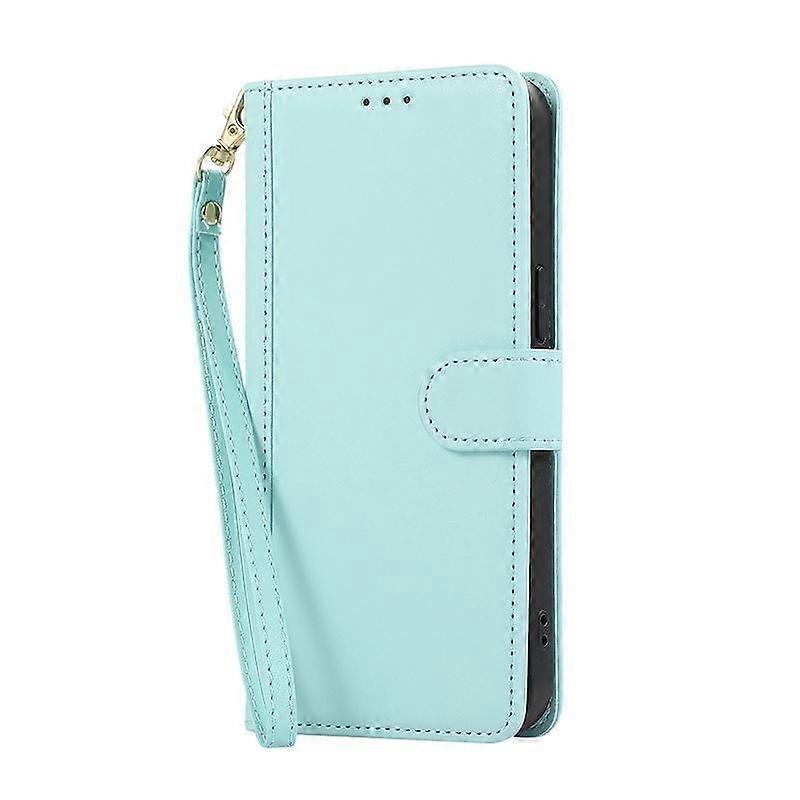 (For compatible with iPhone 13) Feeling Wallet Flip Case with Card Pockets and Photo Light Blue