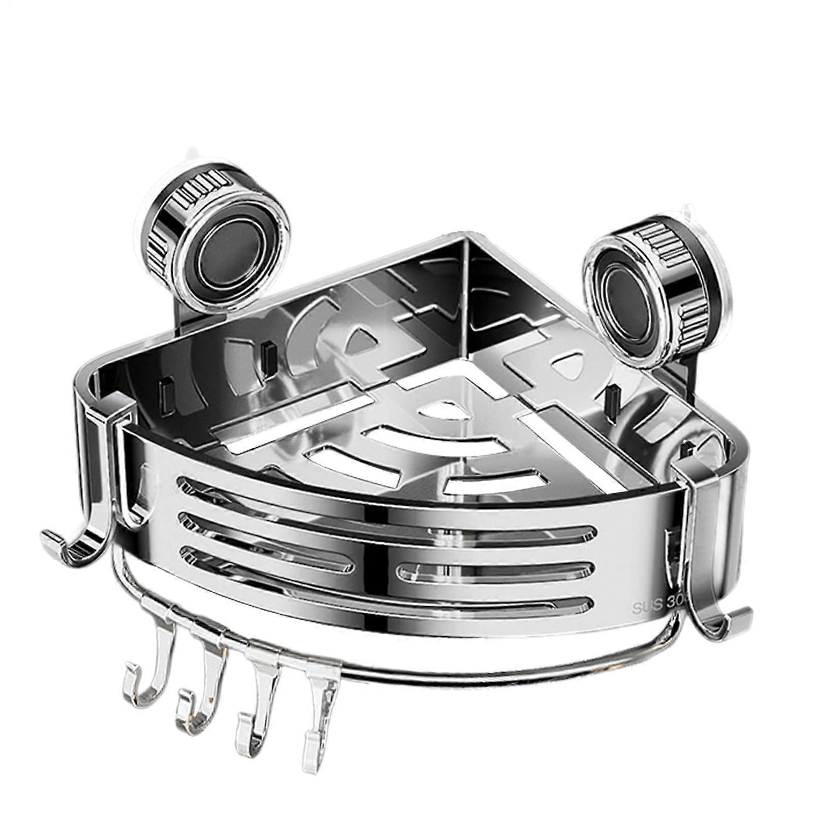 Corner Shower Shelf with Strong Suction Cups, SpaceSaving Wall Mounted Bathroom Organizer 8.27in