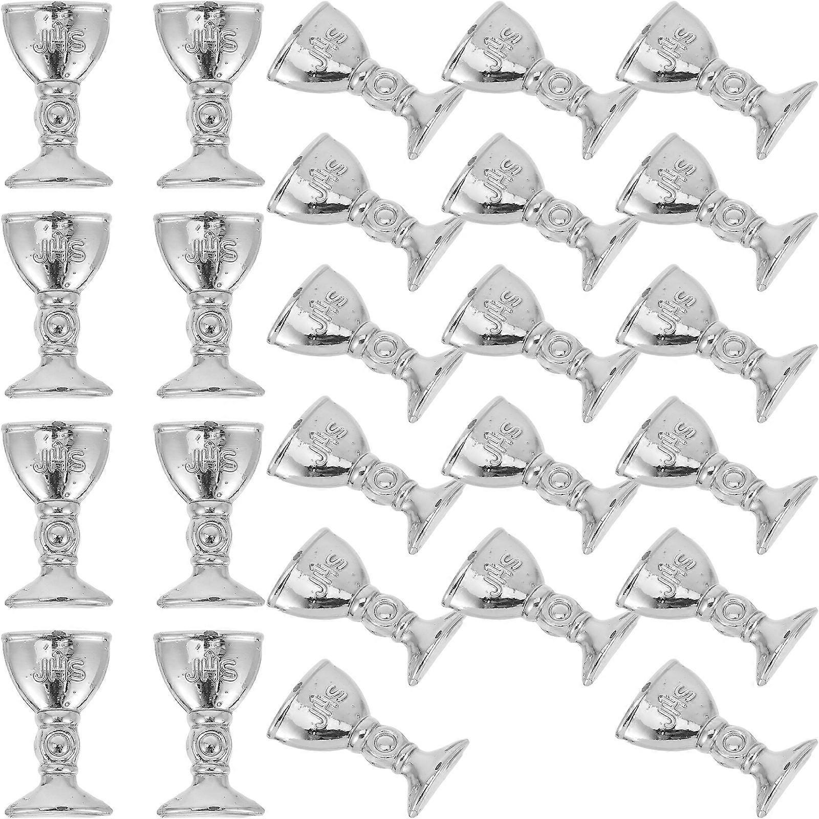 Plastic Miniature Decorative Goblets for Wedding Supplies 100Pcs Silver
