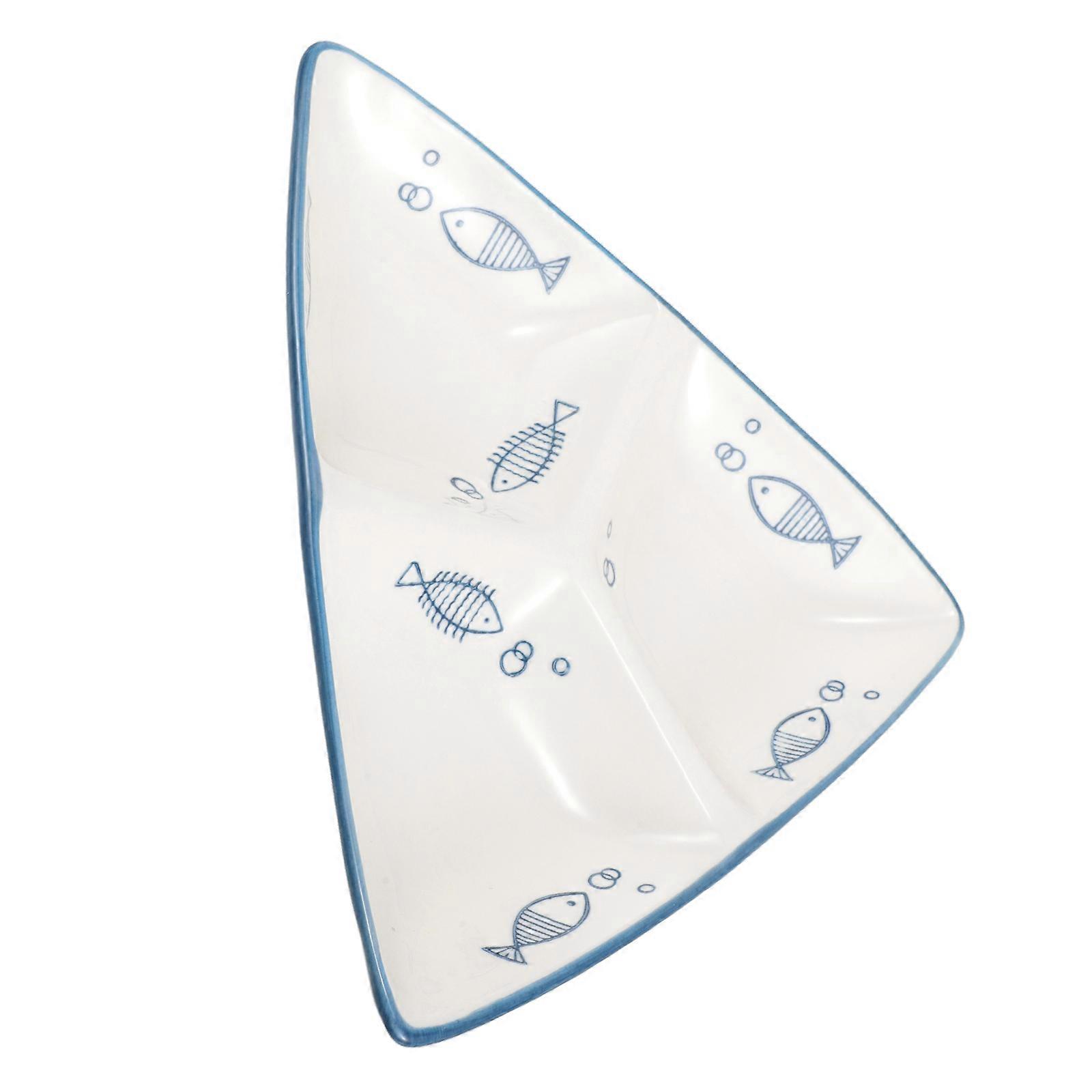 Blue Ceramic Divided Dinner Plate for Adults Portion Control