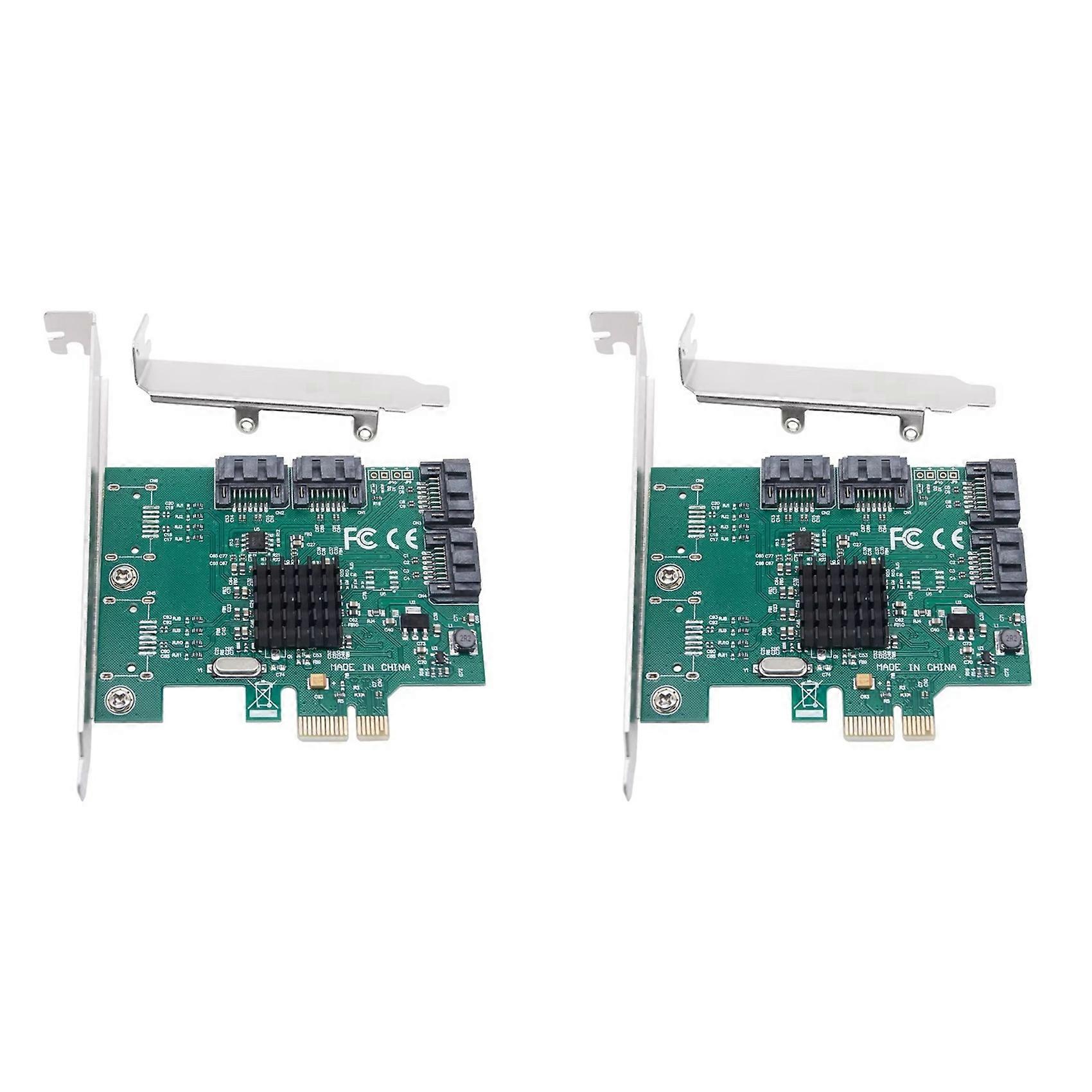 2X SATA PCIE Expansion Card Adapter PCI Express X1 to 4 Port SATA3.0 Controller 88SE9215 Chip PCI E PCI-E SATA