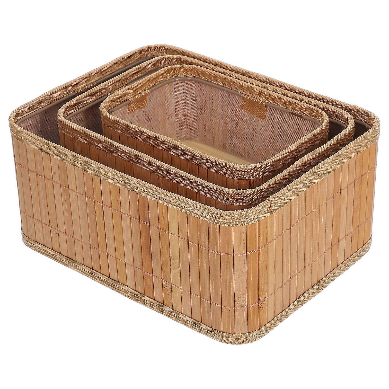 3PCS Storage Baskets Woven Wicker Bins for Shelf Organization Decorative Nesting Baskets