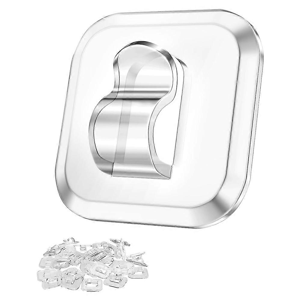 50 Mini Light Hooks with Adhesive Strips:Indoor Clear Small String Light Clips Damage Free-Plastic Wall Hook for Hanging