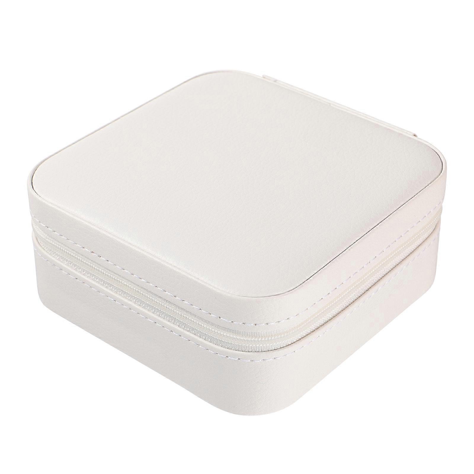 Jewelry Display Box with Mirror for Storage 2Pcs White Ring Organizer