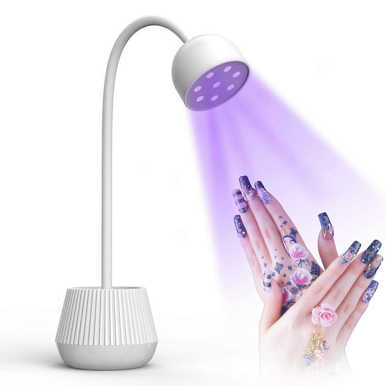 24W UV LED Nail Lamp with 360° Rotatable Hose, USB Gel Nail Dryer for Fast Curing at Home or Salon