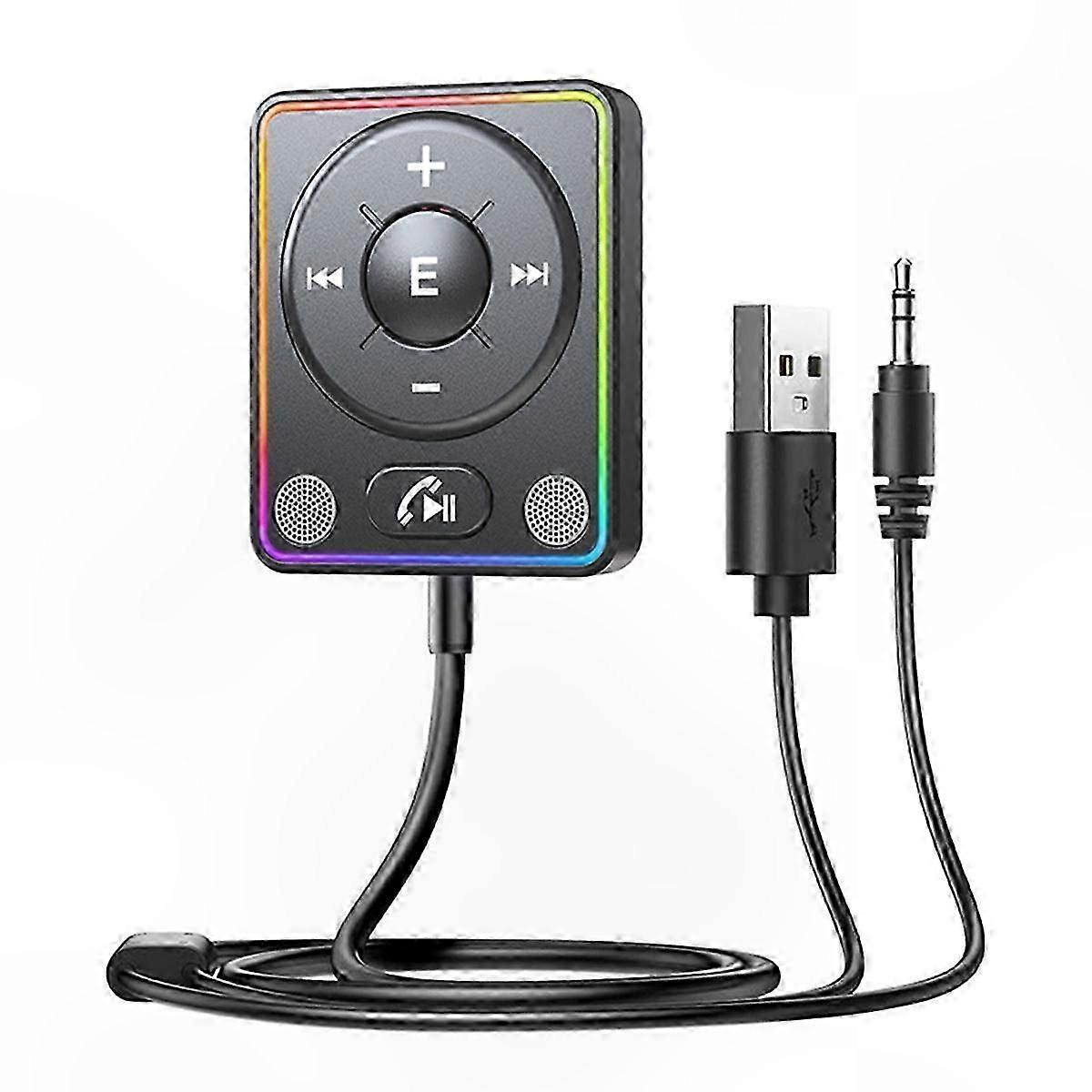 Bluetooth 5.4 Car AUX Adapter with Dual Mics and Noise Cancellation for Hands-Free Calls