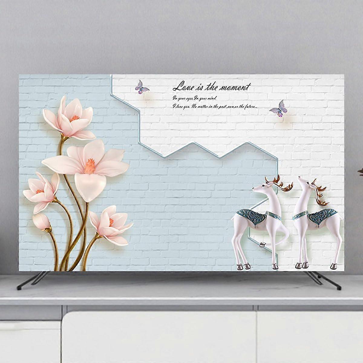 Nonslip TV Cover MultiSize Universal Fits 4365 Inch TVs Color C Colorful Printed Pattern Hanging LCD Dust Cover