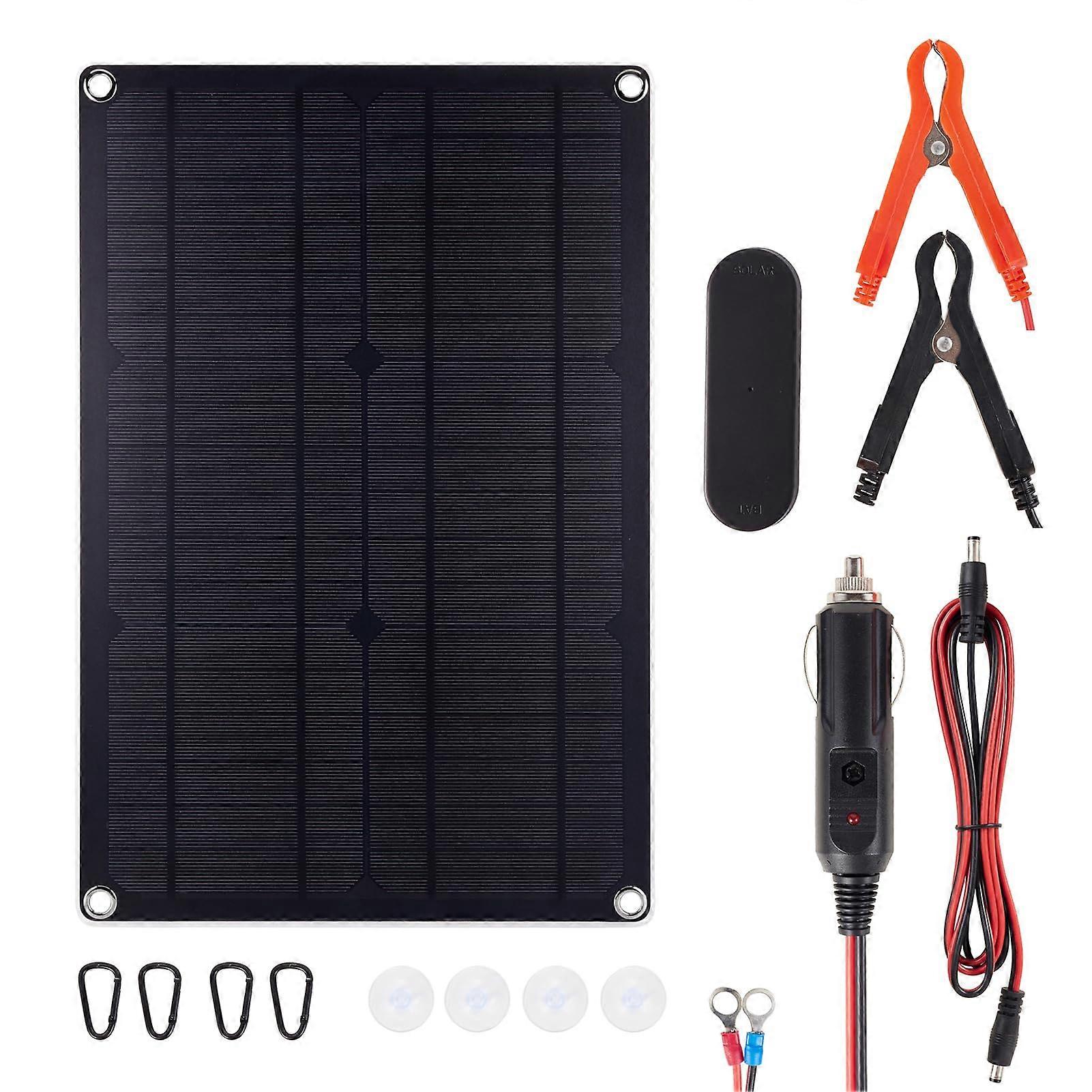 20W Solar Battery Charger for Car Motorcycle Boat, 12V 5V Portable Solar Panel with PWM Controller