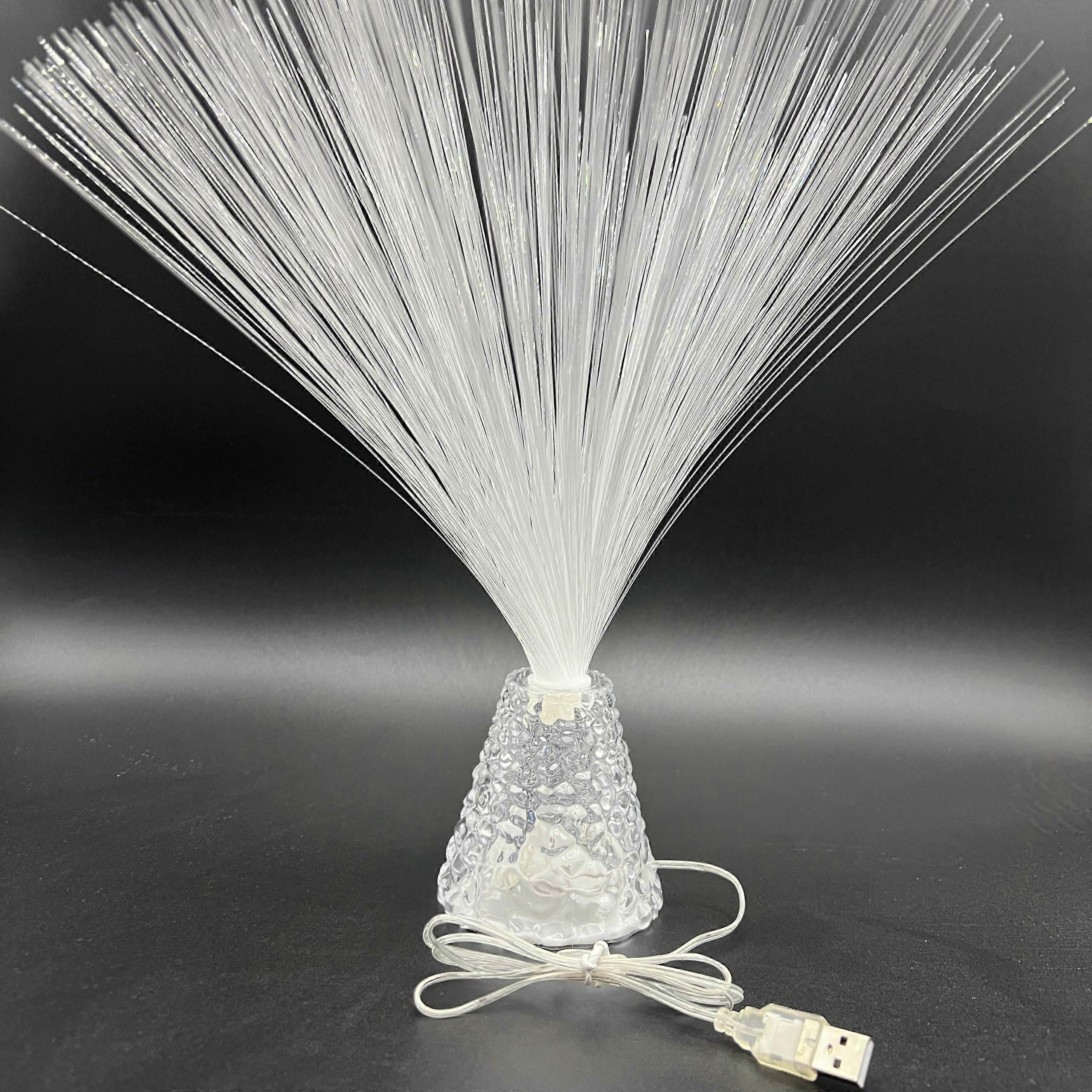 2pcs 14 Inch Corded Fiber Optic Mood Lamps with ColorChanging Crystal Base for Calming Decor