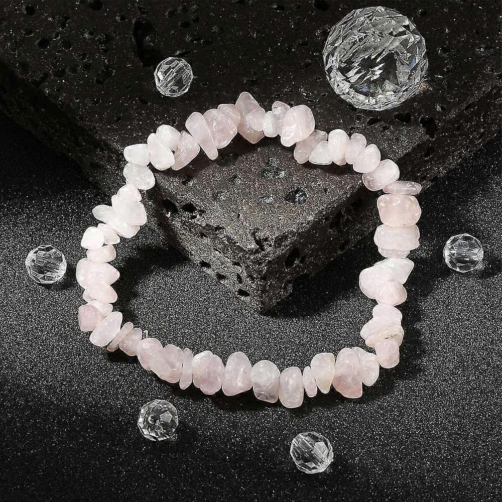 Rose Quartz Chips Stretch Bracelets Inner Diameter: 2-1/8~2-1/4 inch(5.3~5.6cm)