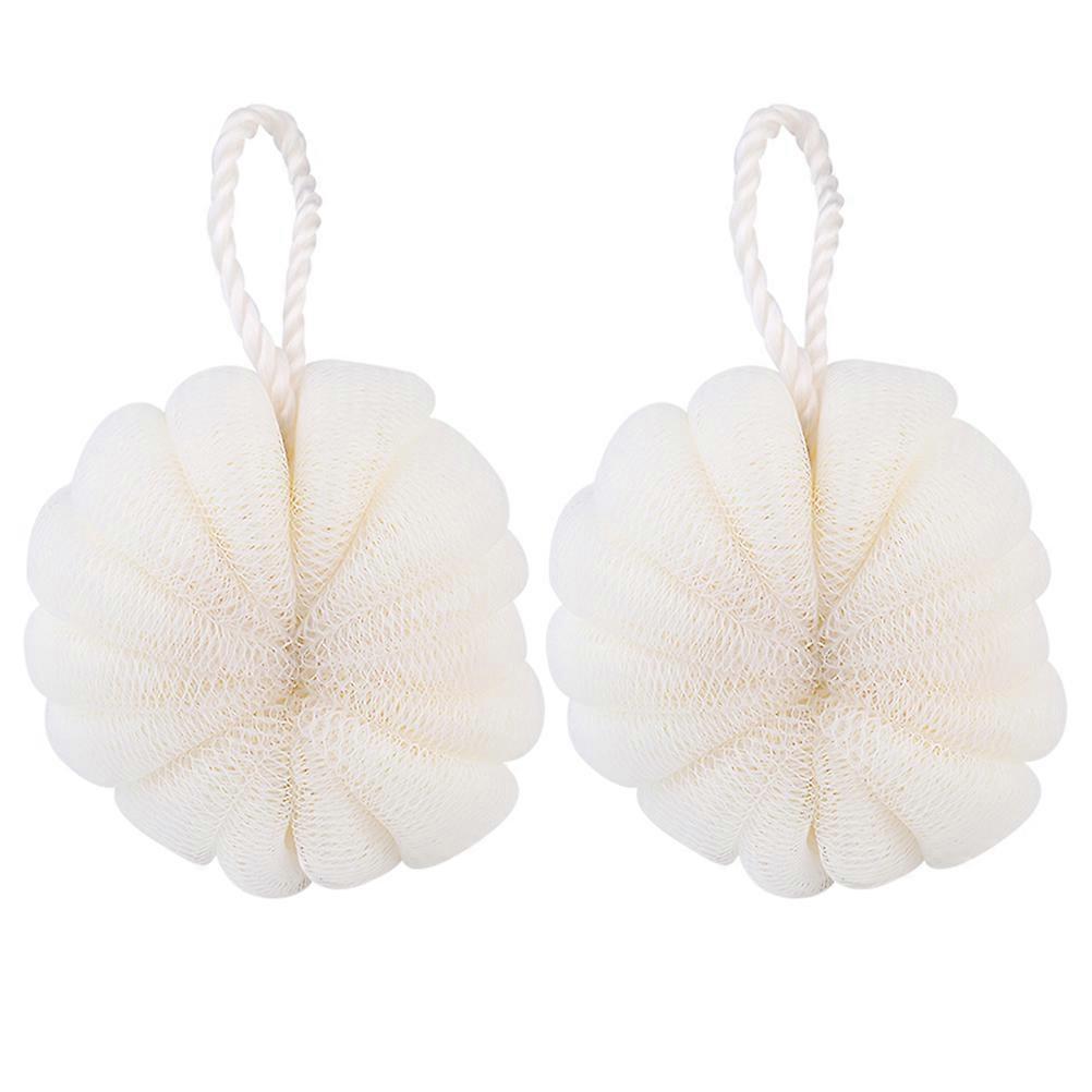Bath Ball Practical Shower Sponge for Exfoliating Skin 2Pcs Beige