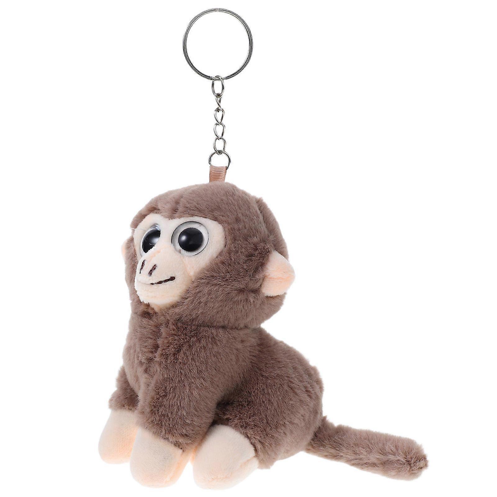Monkey Plush Keychain for Decor Use Featuring Soft Brown Stuffed Toy