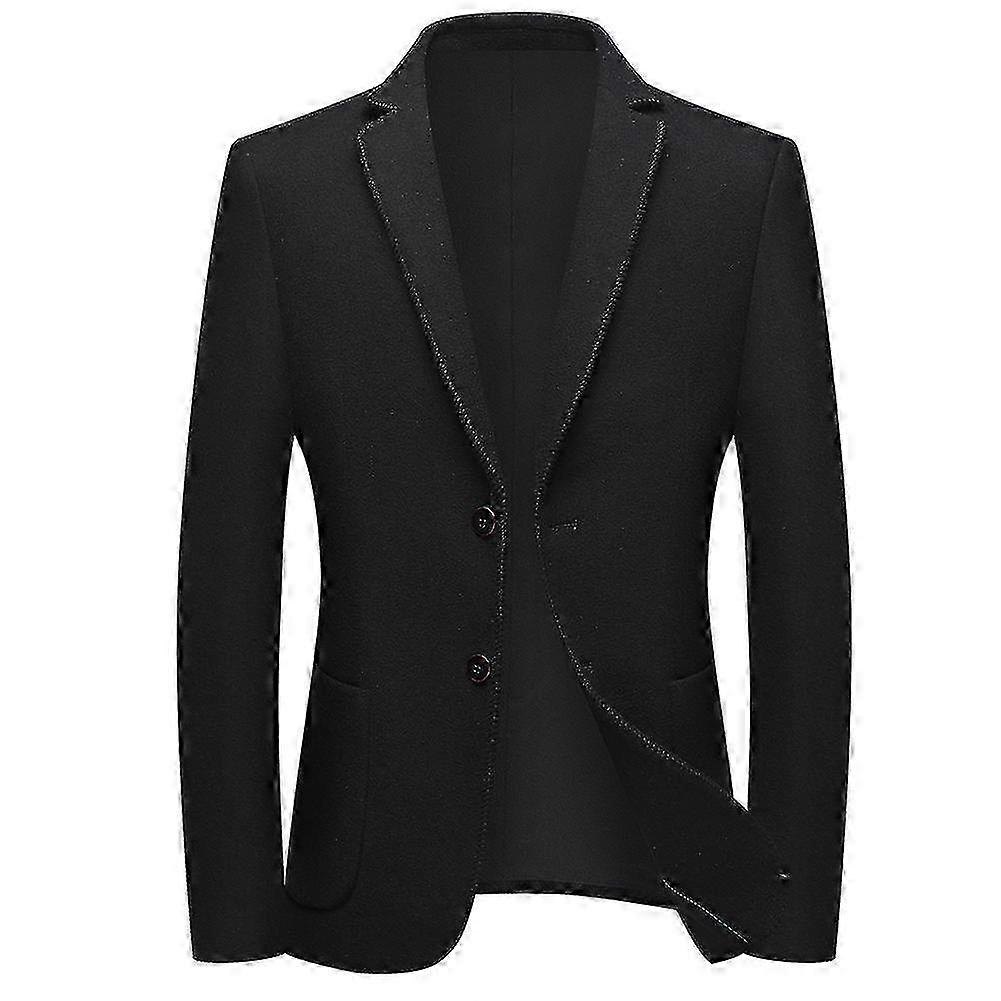 2025 Cloudstyle Men's Solid Color 2 Buttons Slim Fit Woolen Blazer