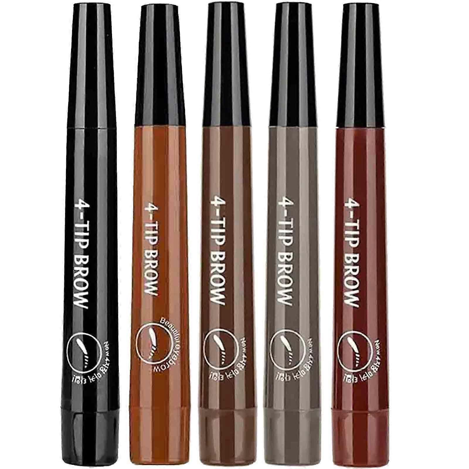 Waterproof 4Tip Microblading Eyebrow Pencil, LongLasting SmudgeProof Brow Pen, 5 Colors