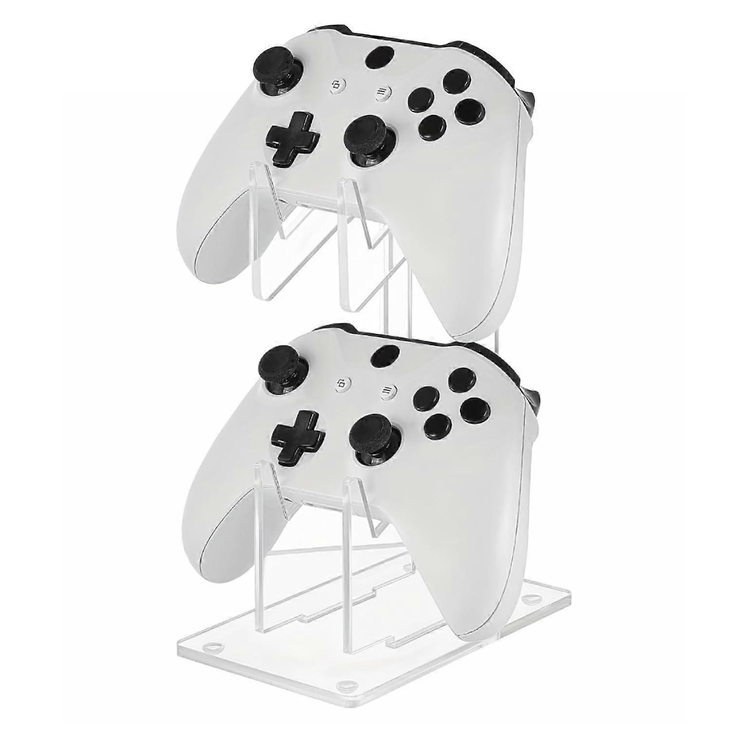 2Tier Acrylic Game Controller Stand for Desk, Dual Controller Holder with Clear Display and NonSlip Base