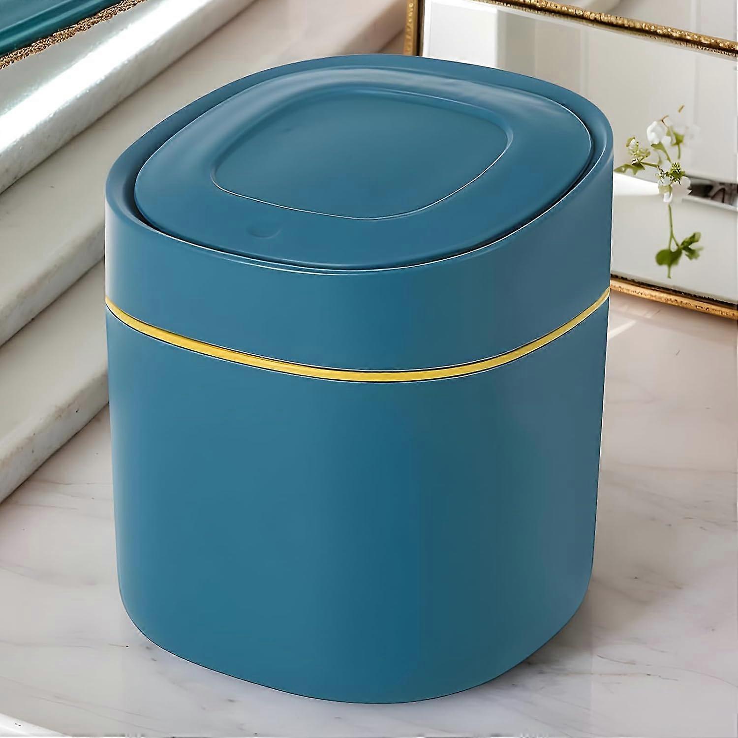 Desktop Trash Can with OdorLocking Push Lid, SpaceSaving Small Garbage Bin for Bedroom or Office