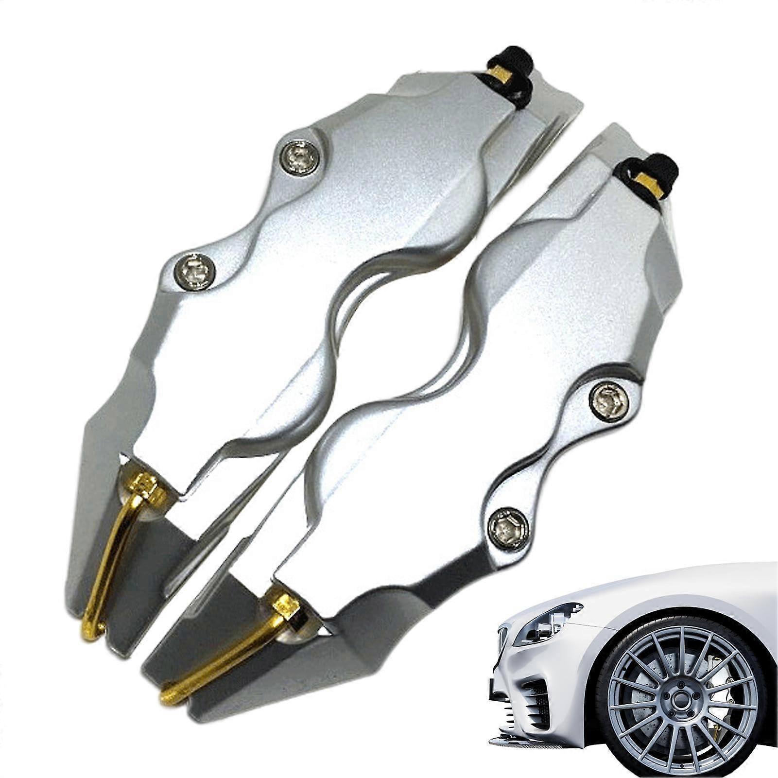 Silver Universal Car Brake Caliper Covers Set, Dust Protection, Rust Prevention, Easy Install