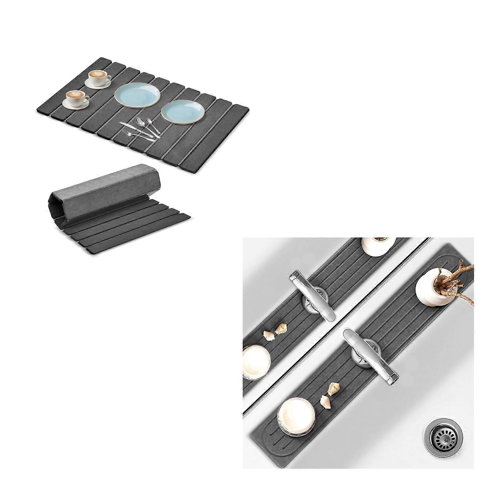 Diatomite Drying Mat Set for Kitchen Counter with Instant Absorption and Full Protection