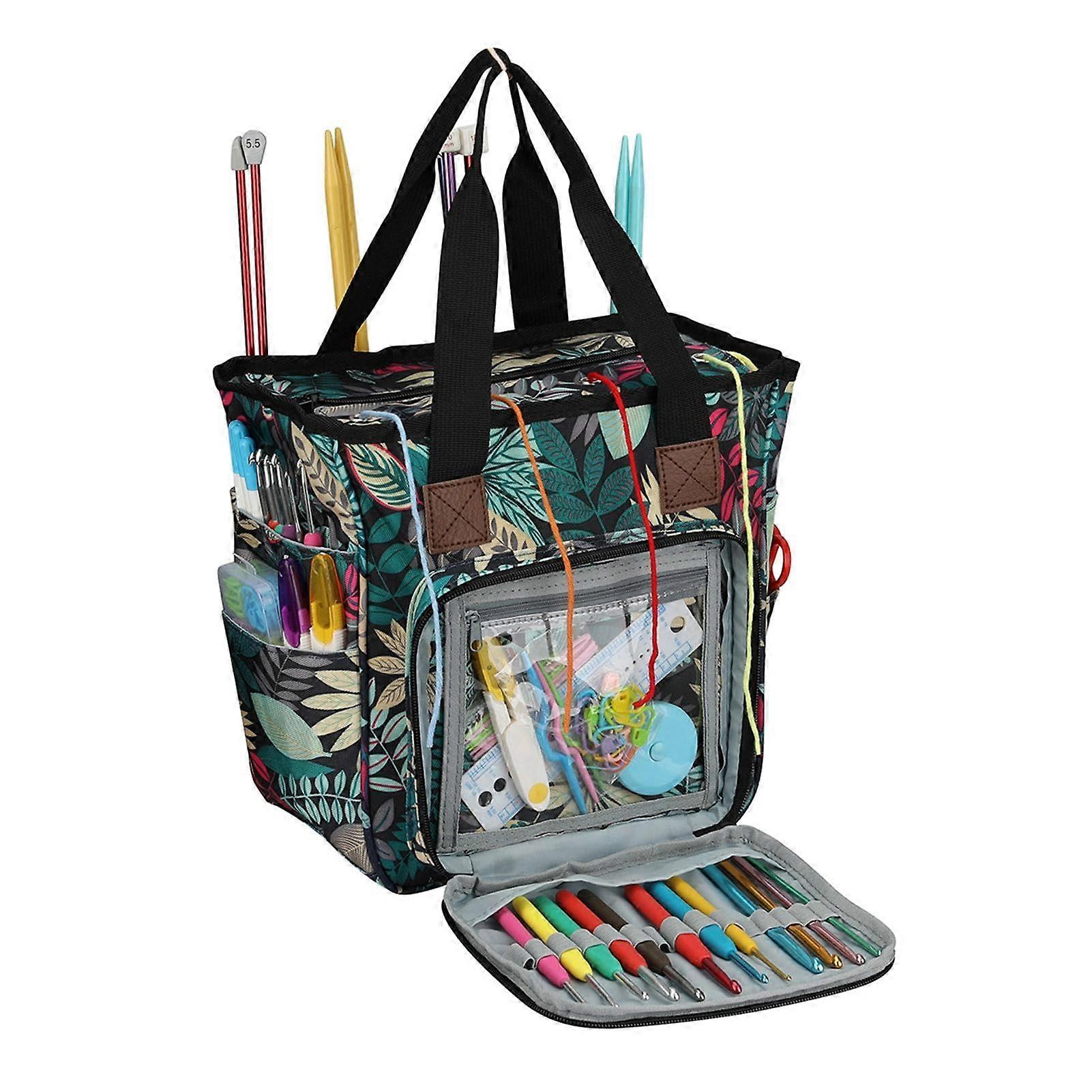 Yarn Storage Bag with Divider, Large Capacity Crochet Organizer Tote for Knitting Projects