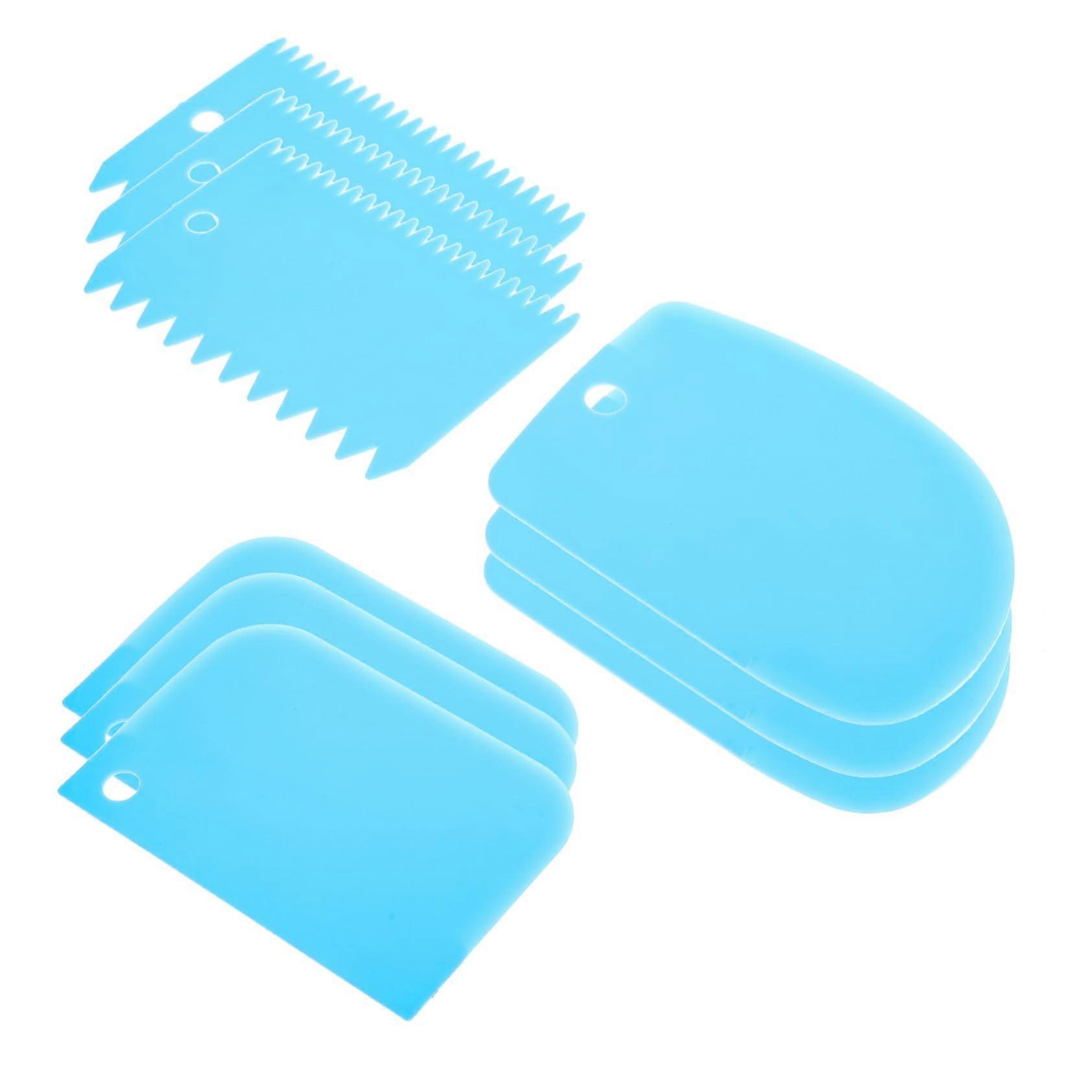 15Pcs Plastic Cake Scrapers Set Professional Cake Decorating Tools Flexible Non Stick Easy Clean Blue
