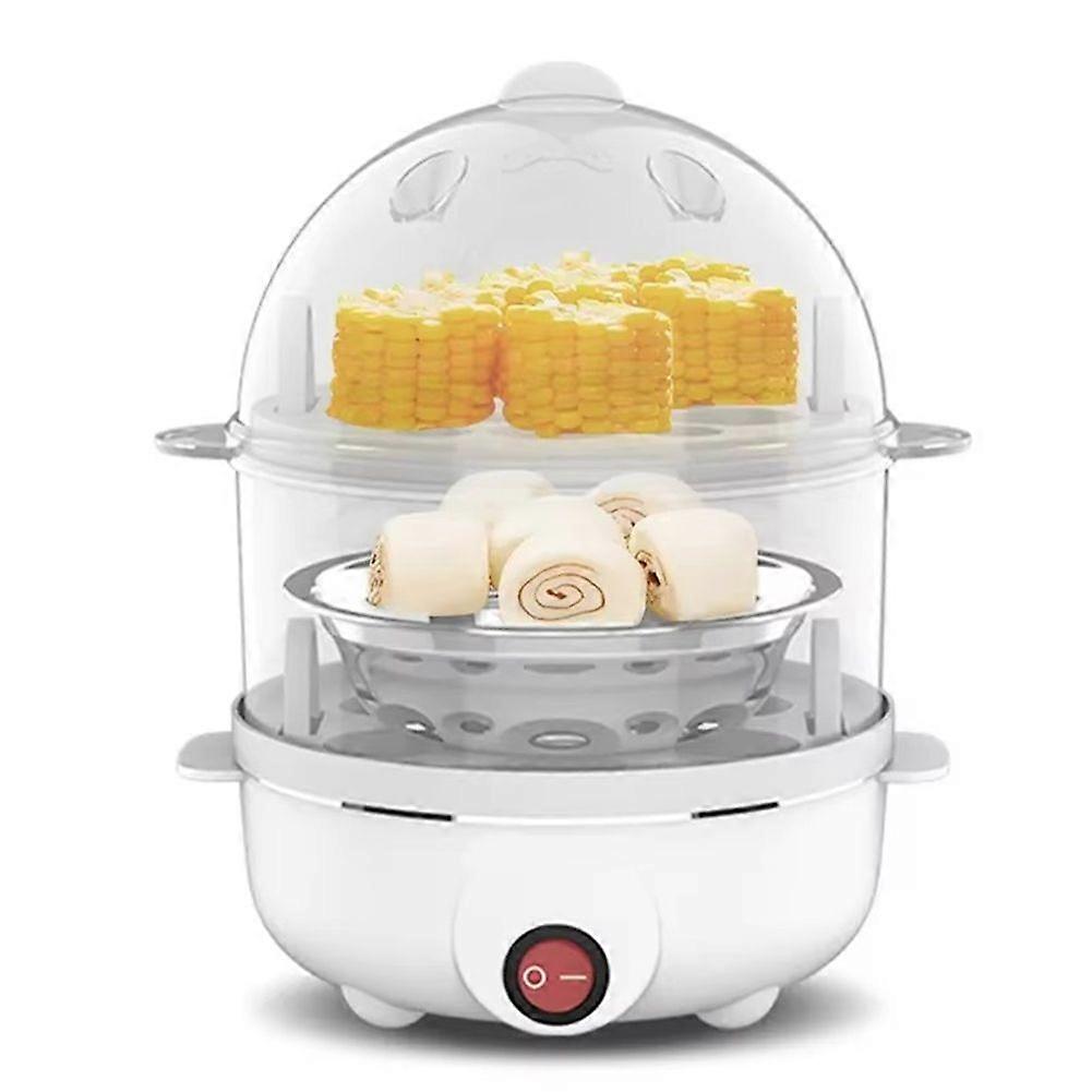 Electric Egg Cooker Automatic Steamer Double Layer Multi Function Breakfast Machine Appliance for Boiling Poaching US