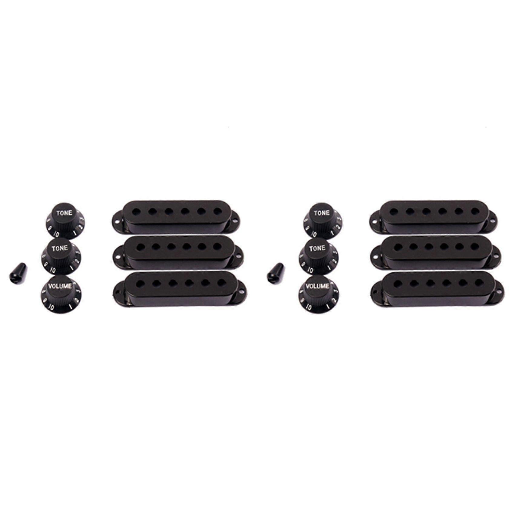 6Pcs Durable Guitar Pickup Cover Volume Tone Knobs Switch Tip Parts Set,Black