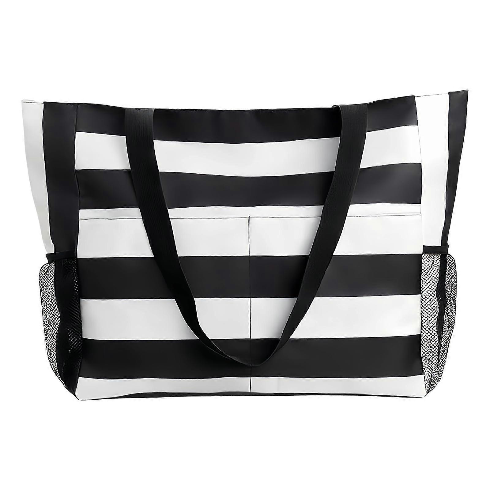 Large Waterproof Beach Bag with Multiple Pockets, Foldable Sandproof Tote for Travel and Pool