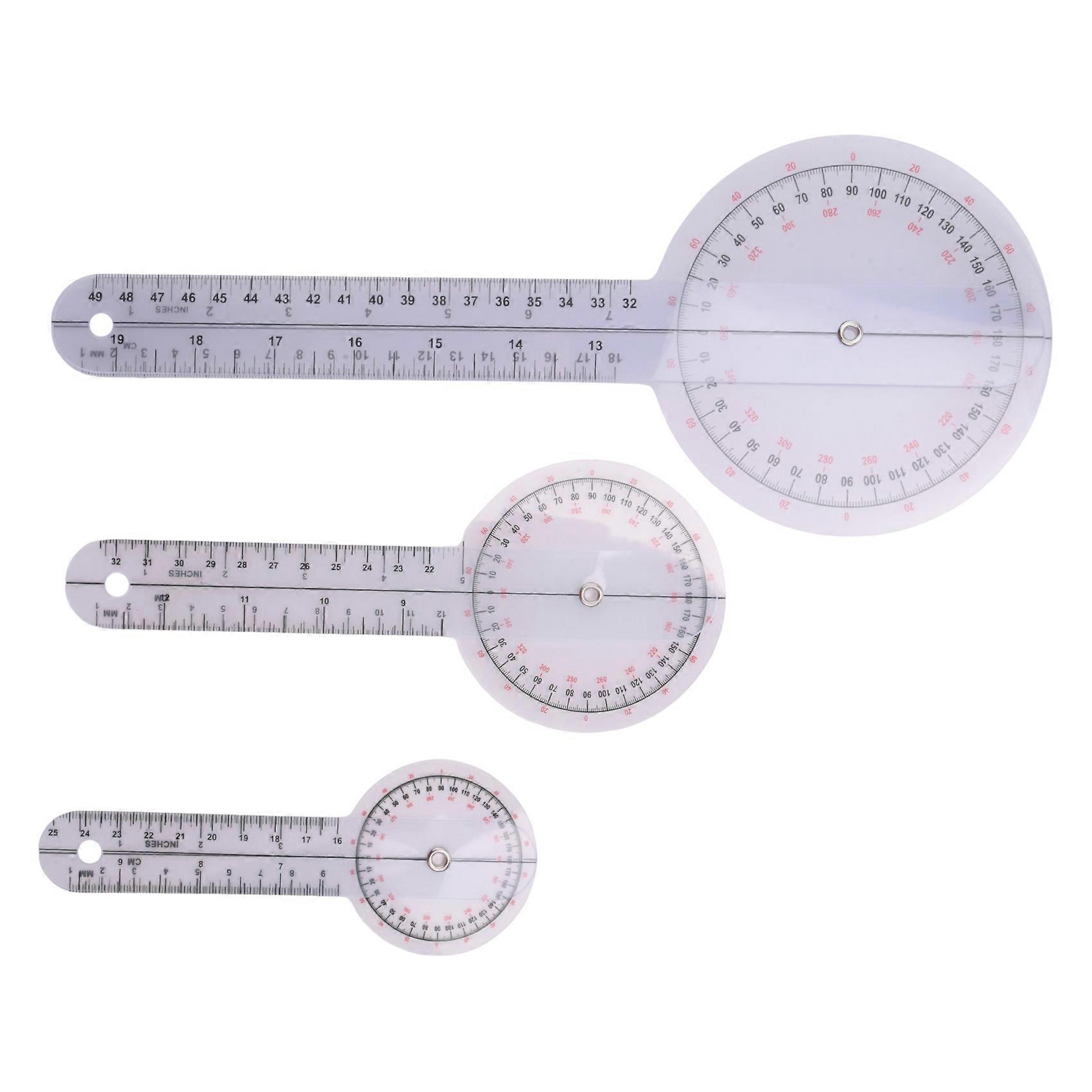 3-Piece Goniometer 6/8/12 Inch Occupational Protractor Tool Measuring Ruler Universal