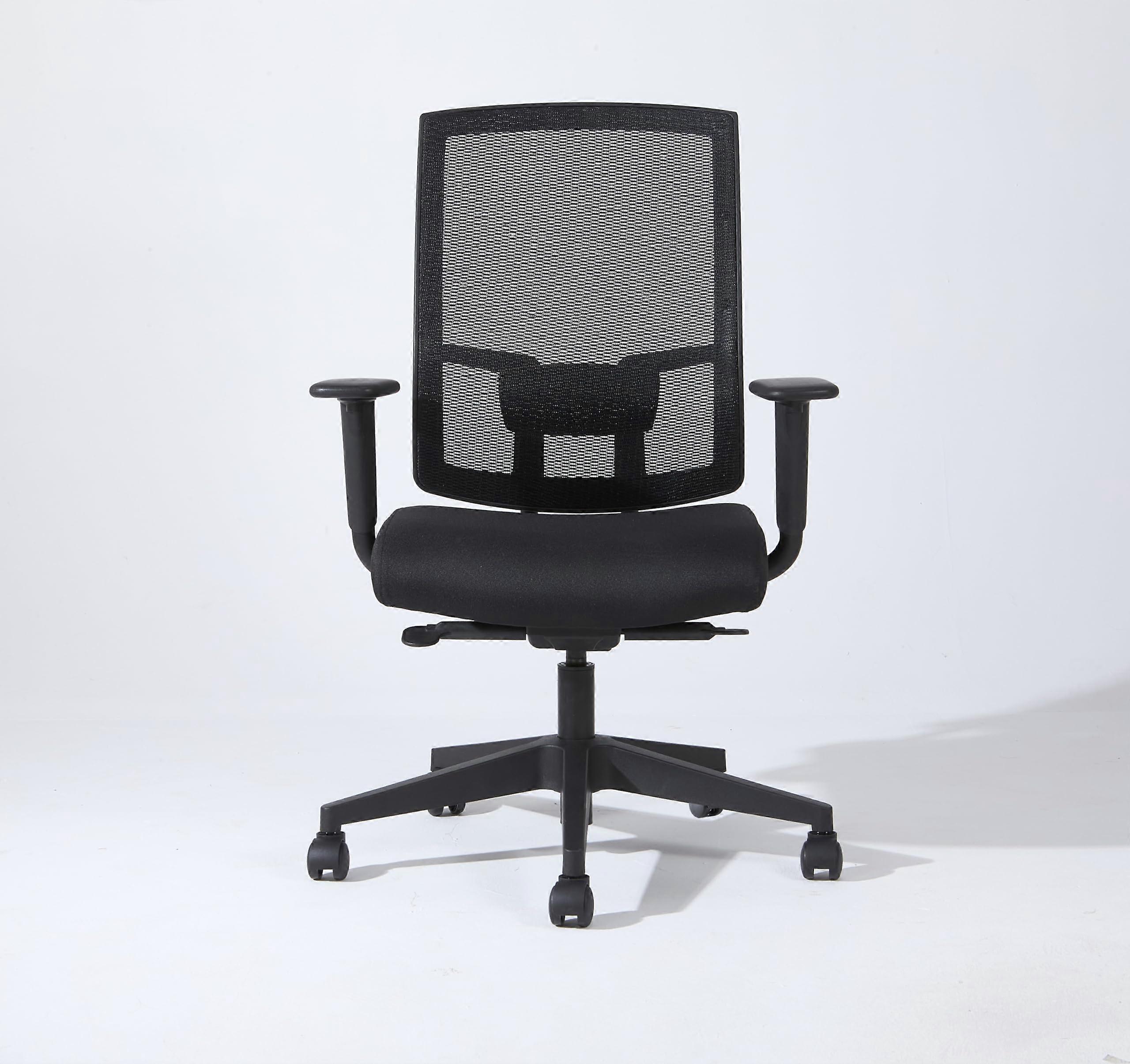 Ergonomic Mesh Office Chair  Back, Adjustable Height and PU Armrests, Black Durable Nylon Frame
