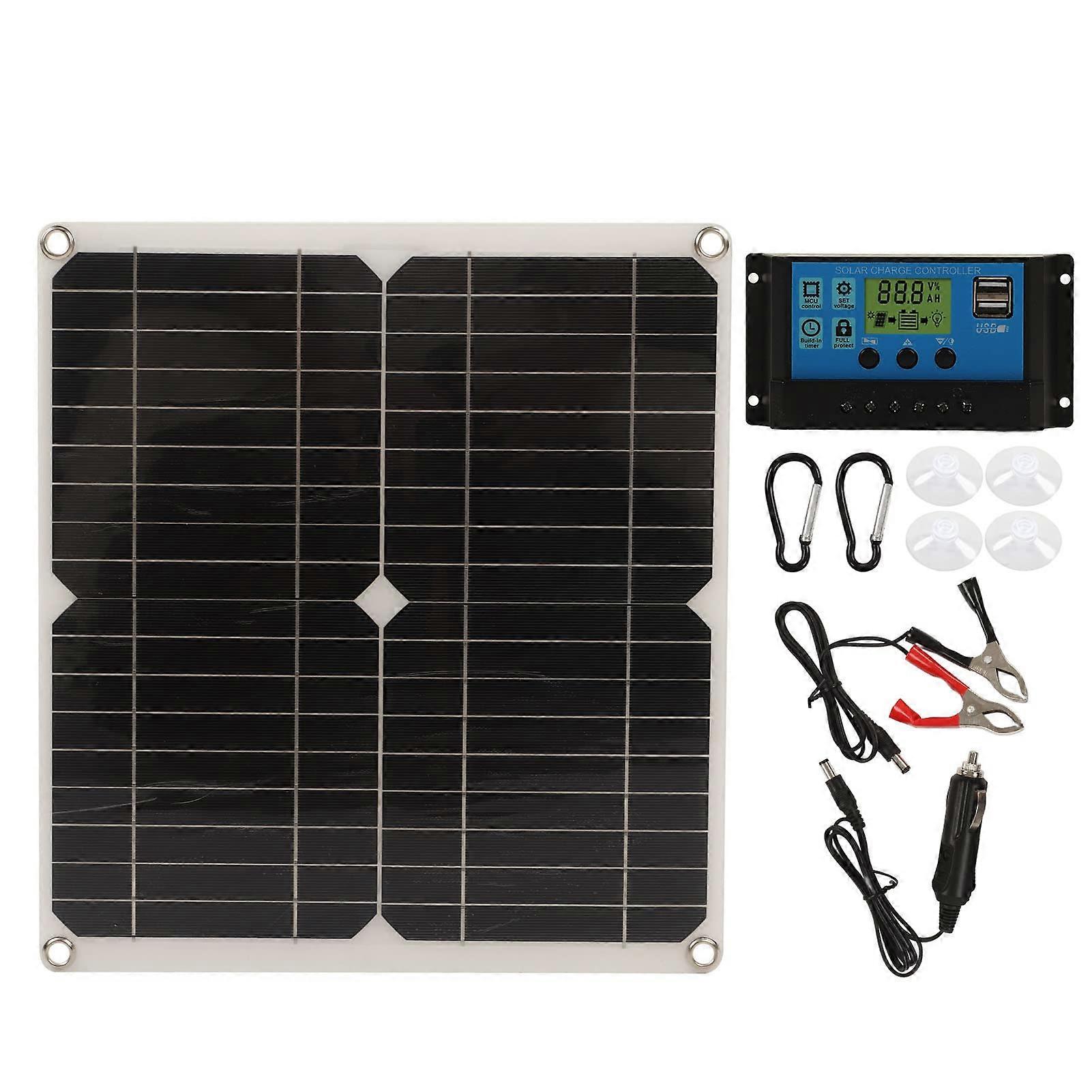 20W 18V Monocrystalline Solar Panel Kit for RV Boat Trailer with  Efficiency Charging and Controller