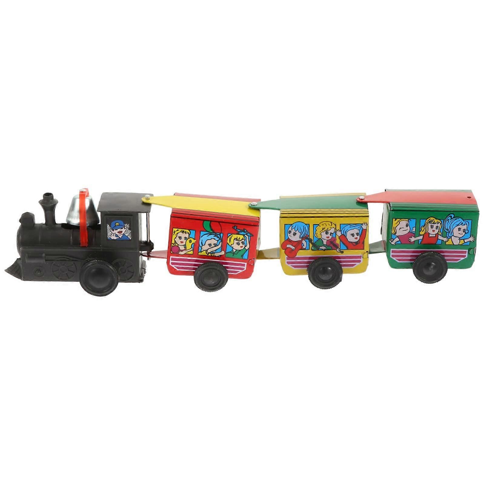 Wind Up Train Clockwork Toy with Battery Motion for Home Decor and Tabletop Display