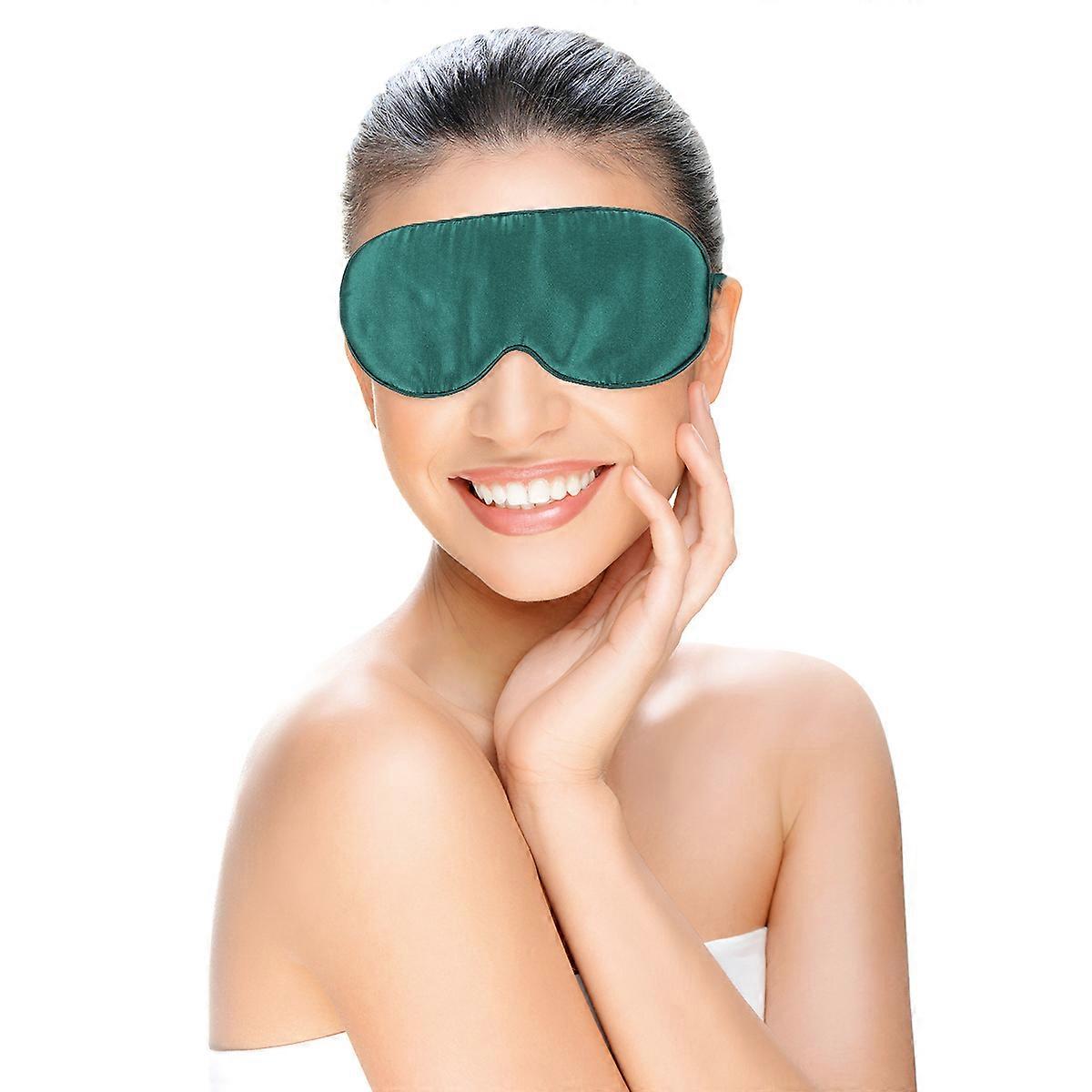 Silk Eyeshade Sleeping Eye Mask for Sleeping Wearing 1Pcs Dark Green