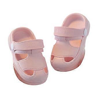Peuterslippers voor jongens en meisjes – Zachte, gesloten slippers voor binnen en buiten, roze, maat 12-15 maanden